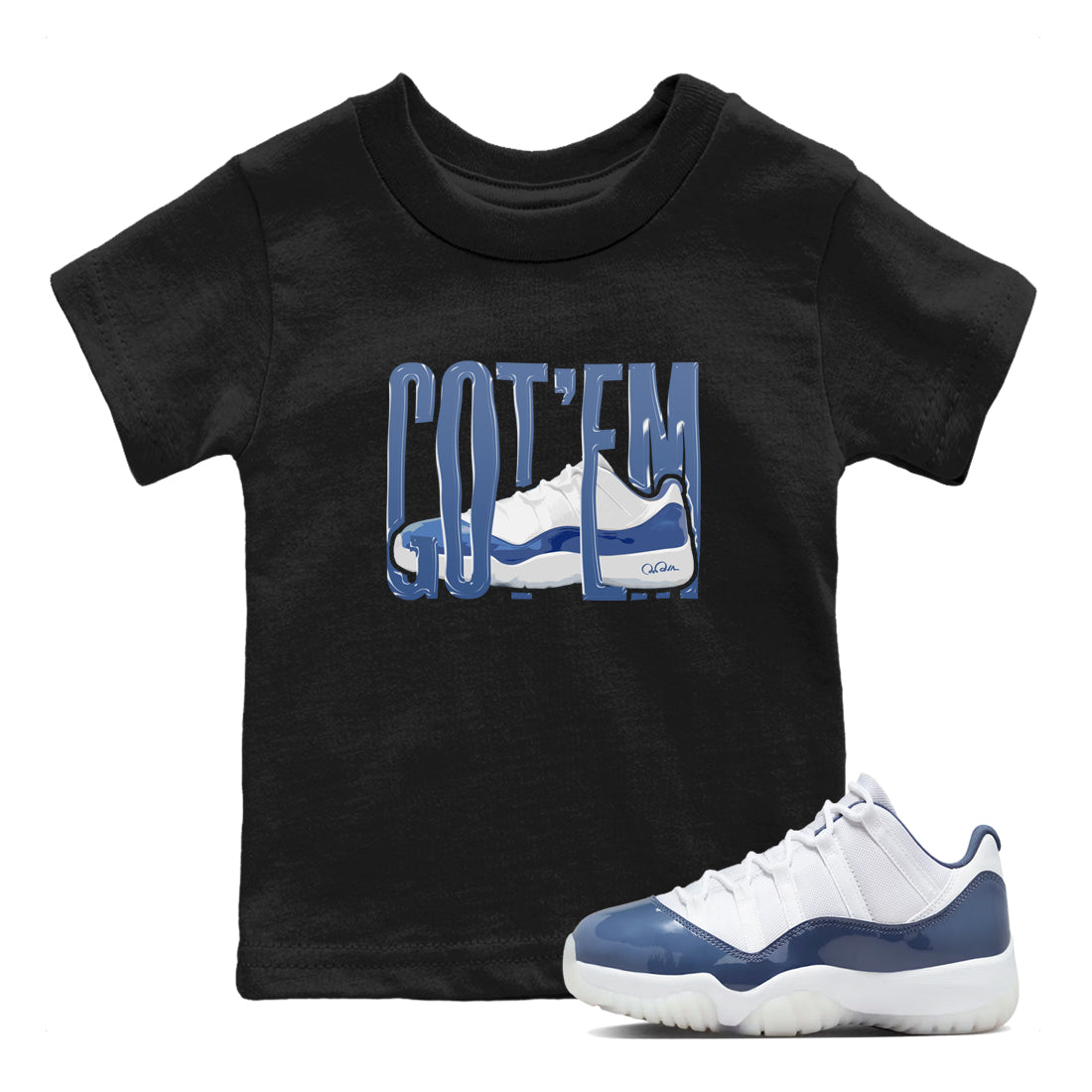 11s Diffused Blue Shirts To Match Jordans Wiggling Gotem sneaker match tees Air Jordan 11 Diffused Blue Tee Drip Gear Zone Youth Baby Black 1 crew neck shirts