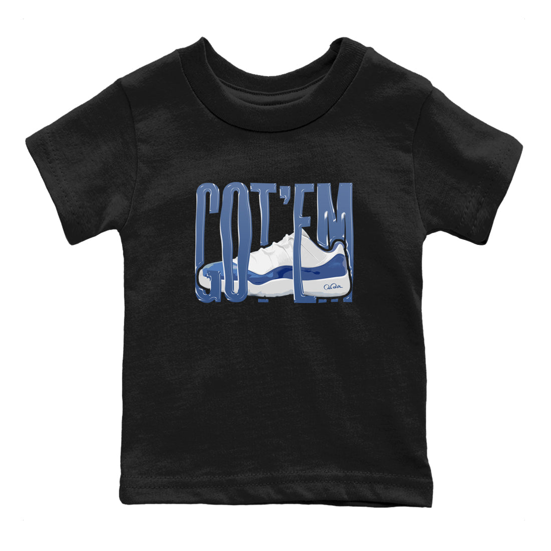 11s Diffused Blue Shirts To Match Jordans Wiggling Gotem sneaker match tees Air Jordan 11 Diffused Blue Tee Drip Gear Zone Youth Baby Black 2 crew neck shirts
