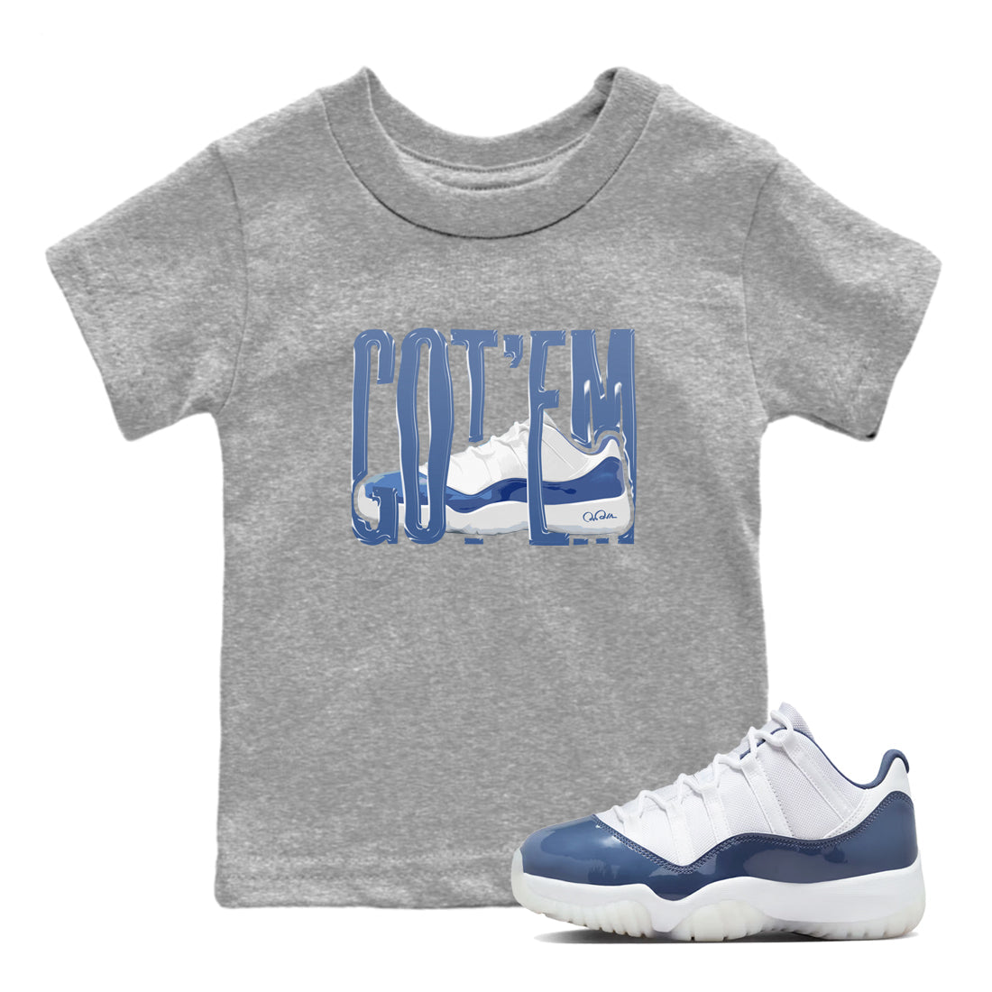 11s Diffused Blue Shirts To Match Jordans Wiggling Gotem sneaker match tees Air Jordan 11 Diffused Blue Tee Drip Gear Zone Youth Baby Heather Grey 1 crew neck shirts