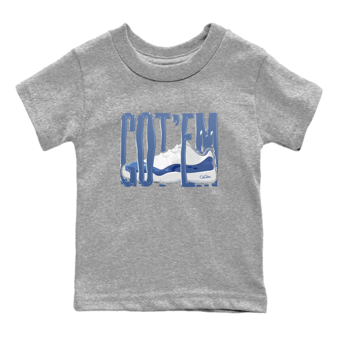 11s Diffused Blue Shirts To Match Jordans Wiggling Gotem sneaker match tees Air Jordan 11 Diffused Blue Tee Drip Gear Zone Youth Baby Heather Grey 2 crew neck shirts