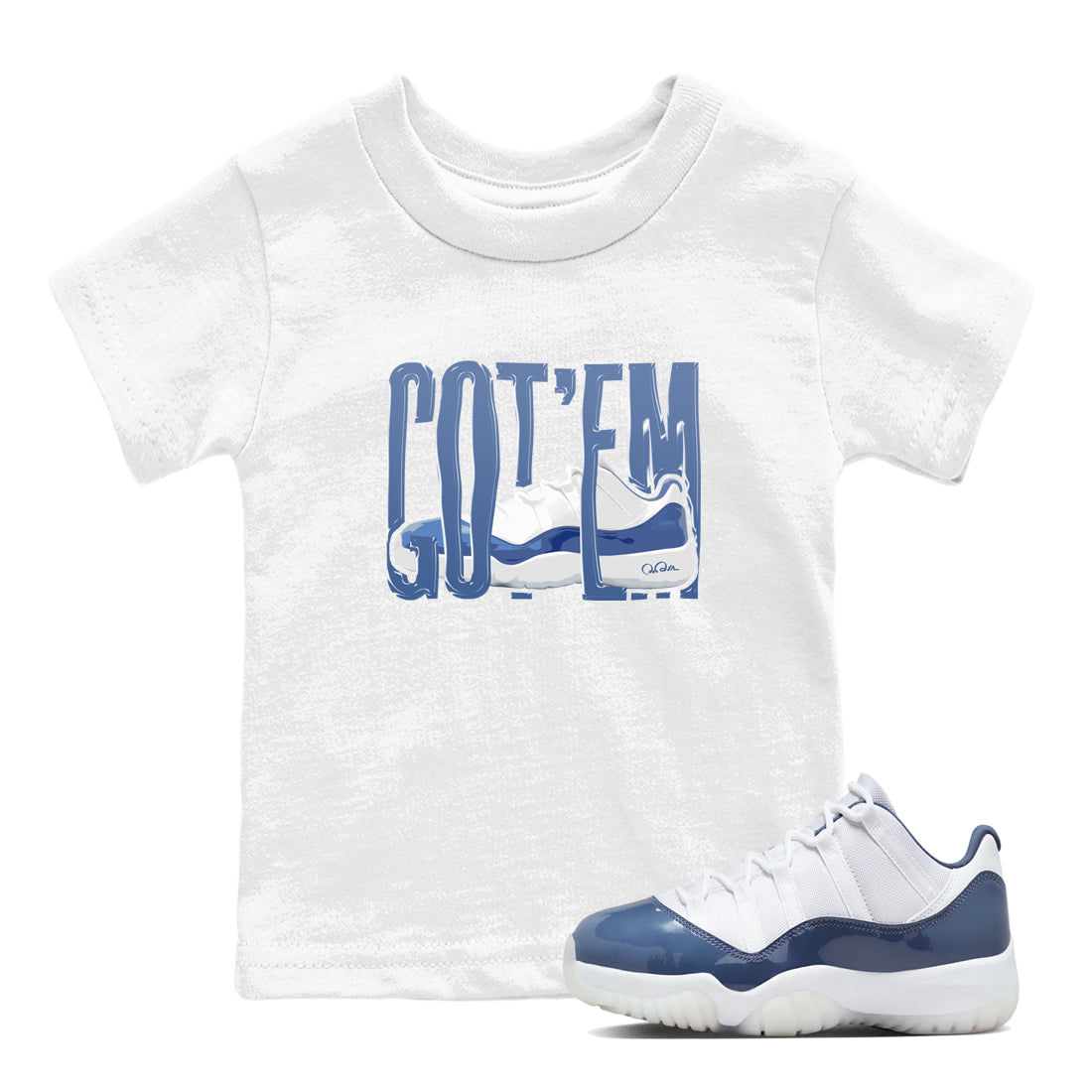 11s Diffused Blue Shirts To Match Jordans Wiggling Gotem sneaker match tees Air Jordan 11 Diffused Blue Tee Drip Gear Zone Youth Baby White 1 crew neck shirts