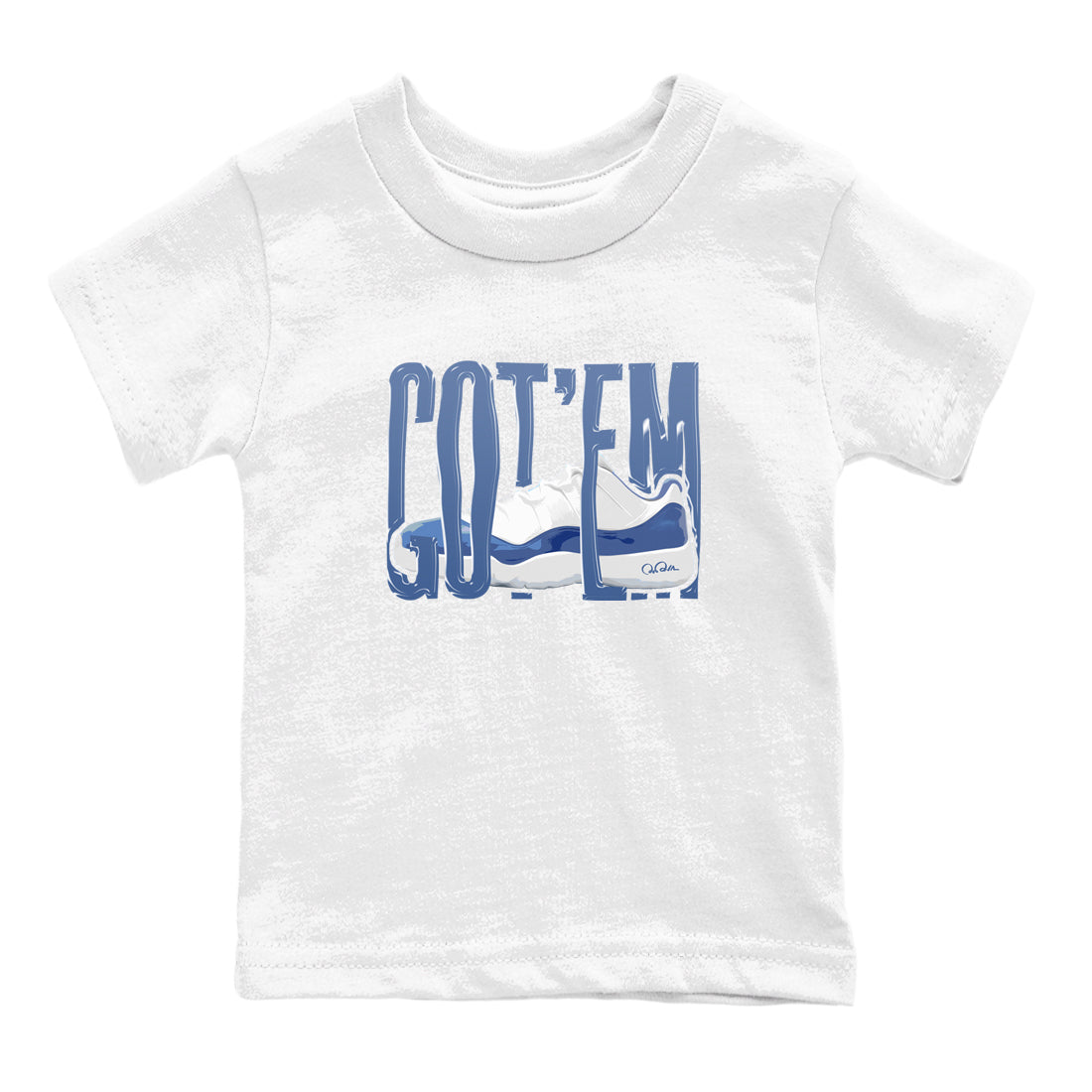 11s Diffused Blue Shirts To Match Jordans Wiggling Gotem sneaker match tees Air Jordan 11 Diffused Blue Tee Drip Gear Zone Youth Baby White 2 crew neck shirts