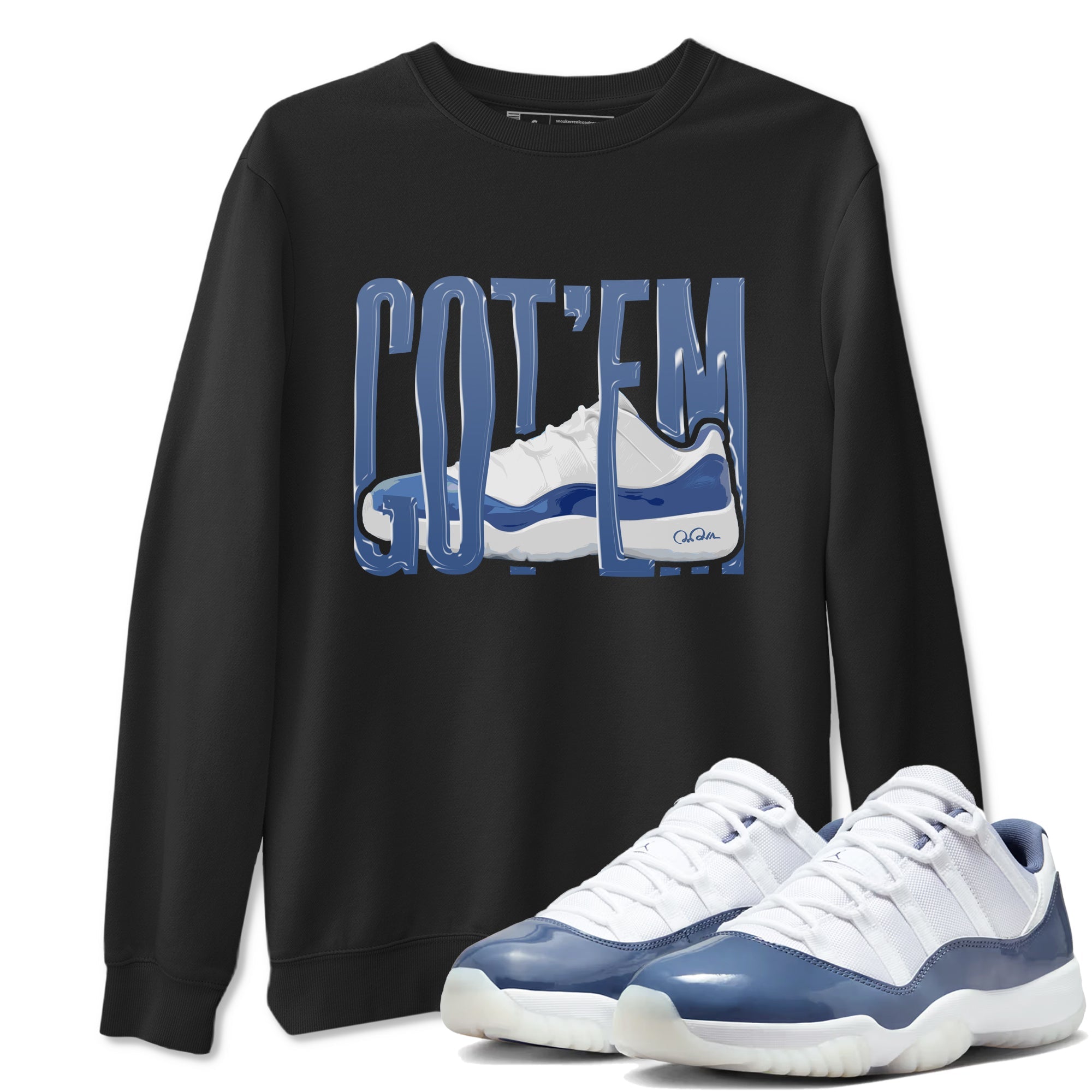 11s Diffused Blue Shirts To Match Jordans Wiggling Gotem sneaker match tees Air Jordan 11 Diffused Blue Tee Drip Gear Zone unisex cotton Black 1 crew neck shirts