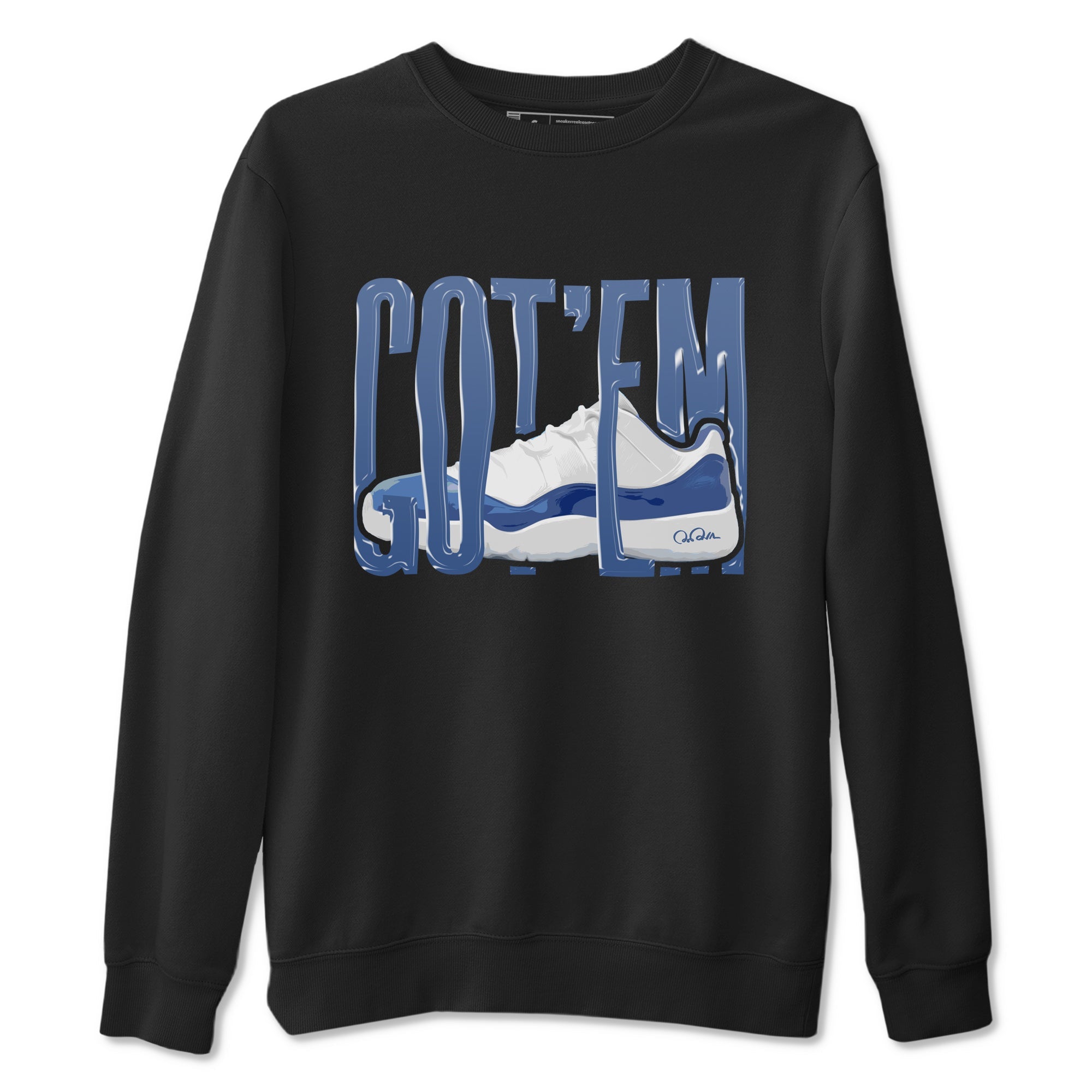 11s Diffused Blue Shirts To Match Jordans Wiggling Gotem sneaker match tees Air Jordan 11 Diffused Blue Tee Drip Gear Zone unisex cotton Black 2 crew neck shirts