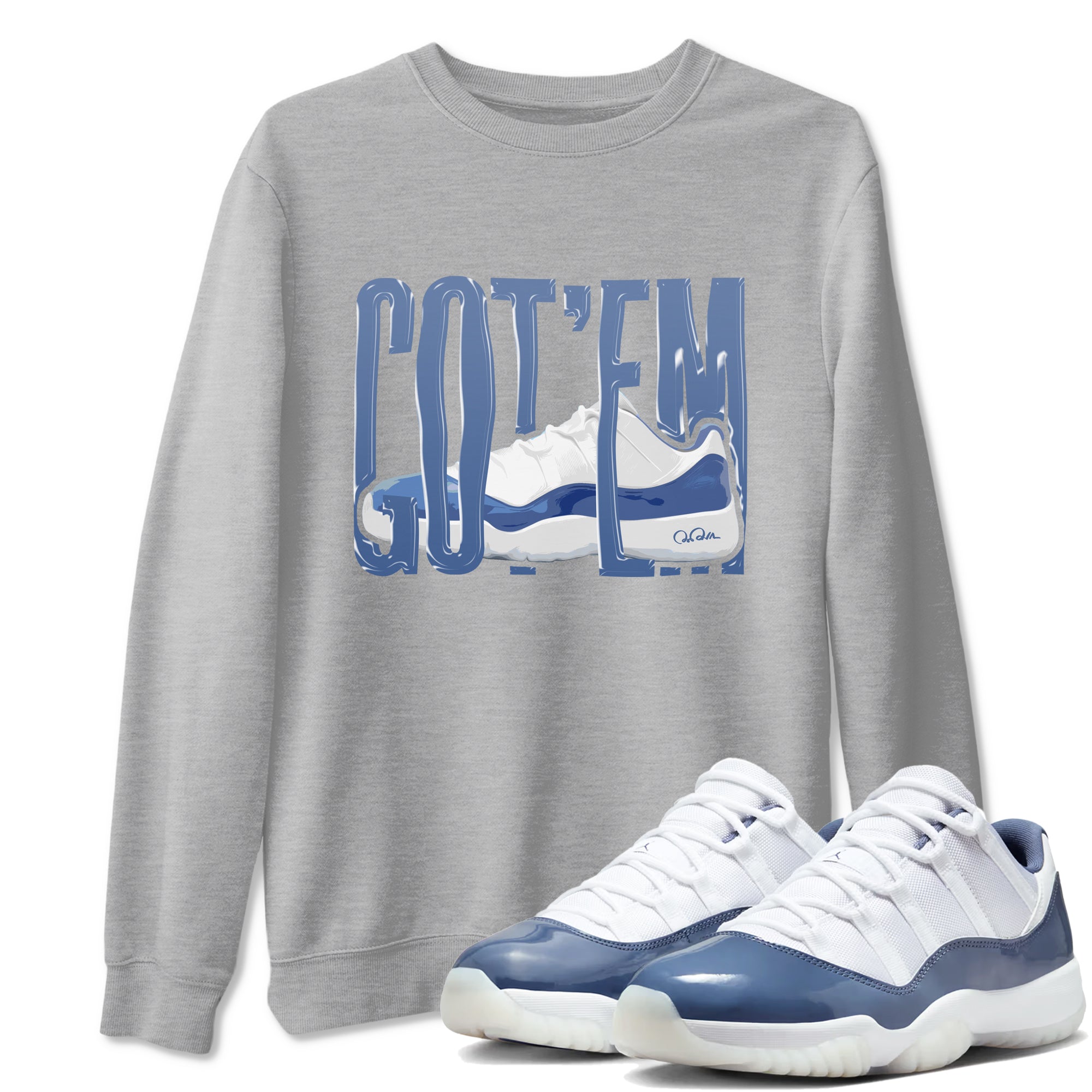 11s Diffused Blue Shirts To Match Jordans Wiggling Gotem sneaker match tees Air Jordan 11 Diffused Blue Tee Drip Gear Zone unisex cotton Heather Grey 1 crew neck shirts