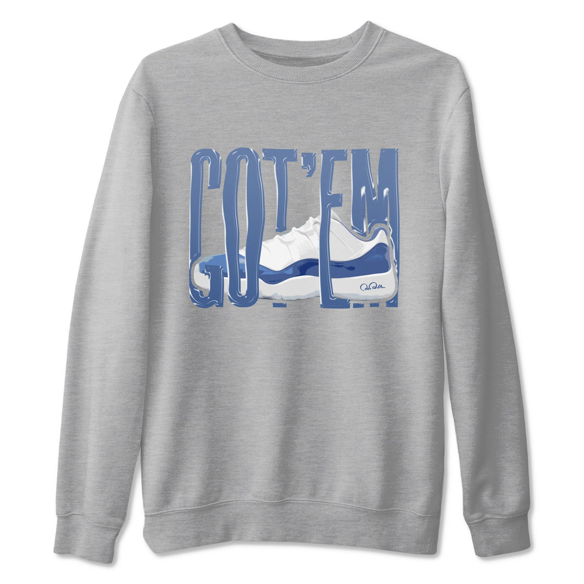 11s Diffused Blue Shirts To Match Jordans Wiggling Gotem sneaker match tees Air Jordan 11 Diffused Blue Tee Drip Gear Zone unisex cotton Heather Grey 2 crew neck shirts