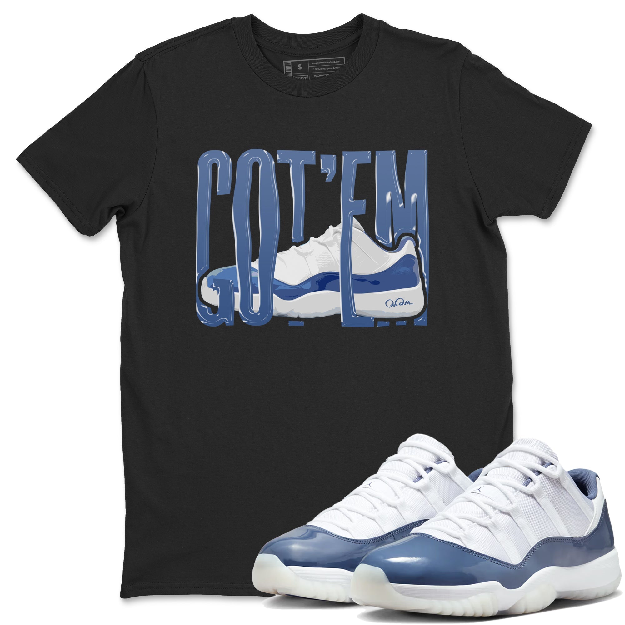11s Diffused Blue Shirts To Match Jordans Wiggling Gotem sneaker match tees Air Jordan 11 Diffused Blue Tee Drip Gear Zone unisex cotton Black 1 crew neck shirts