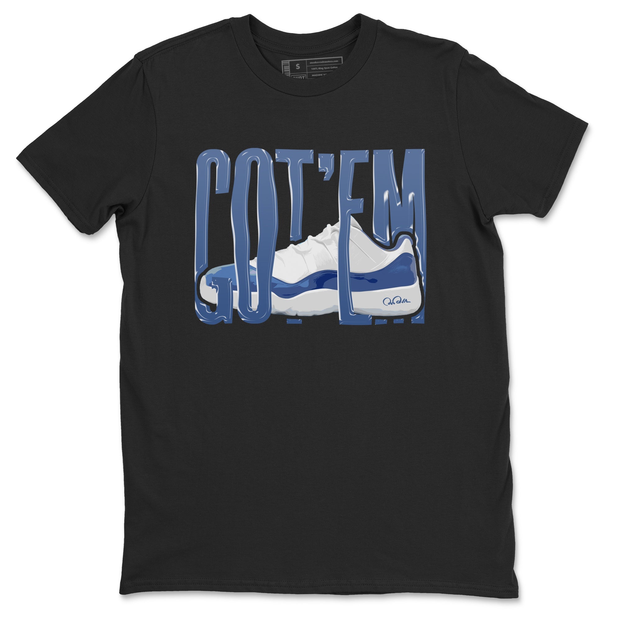 11s Diffused Blue Shirts To Match Jordans Wiggling Gotem sneaker match tees Air Jordan 11 Diffused Blue Tee Drip Gear Zone unisex cotton Black 2 crew neck shirts