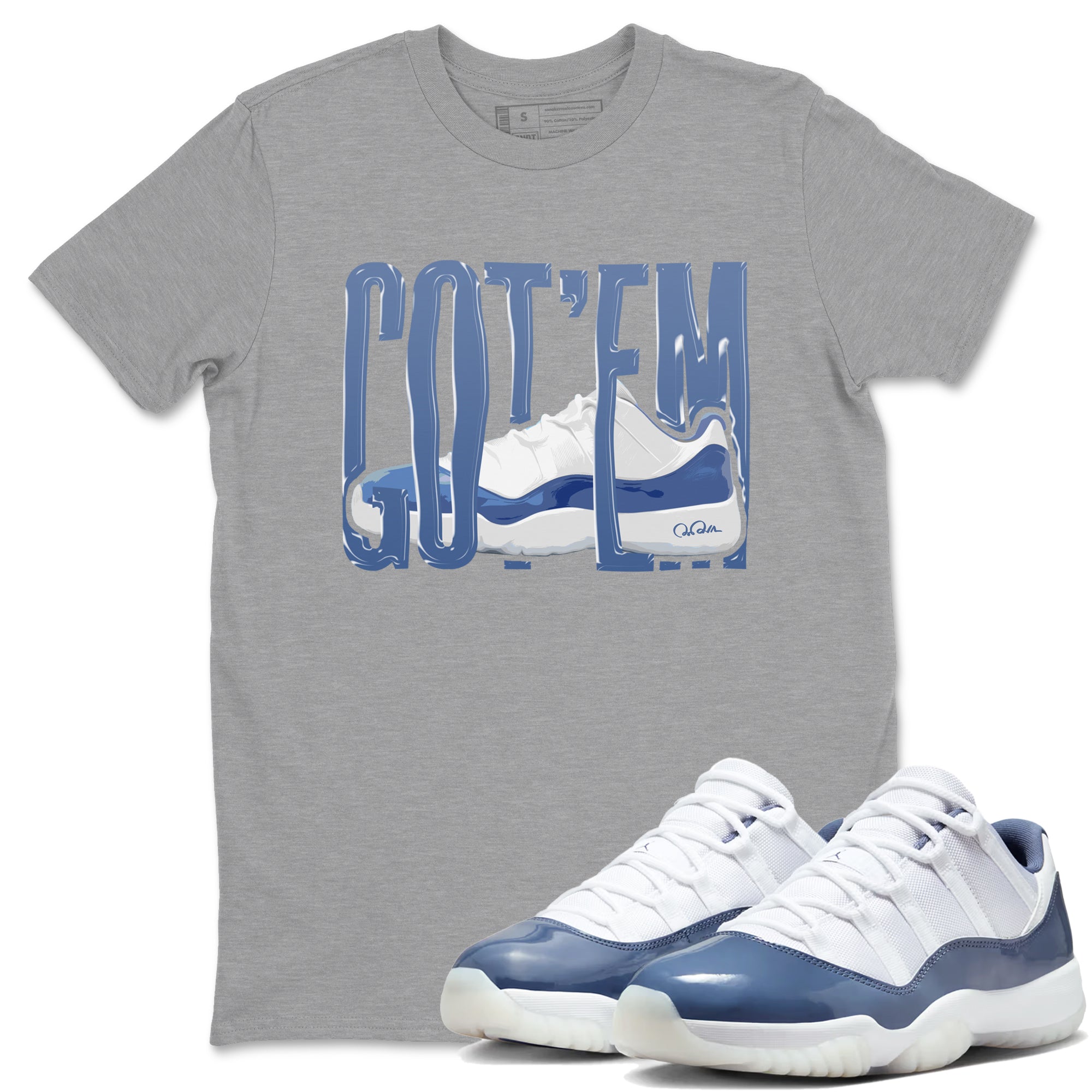 11s Diffused Blue Shirts To Match Jordans Wiggling Gotem sneaker match tees Air Jordan 11 Diffused Blue Tee Drip Gear Zone unisex cotton Heather Grey 1 crew neck shirts