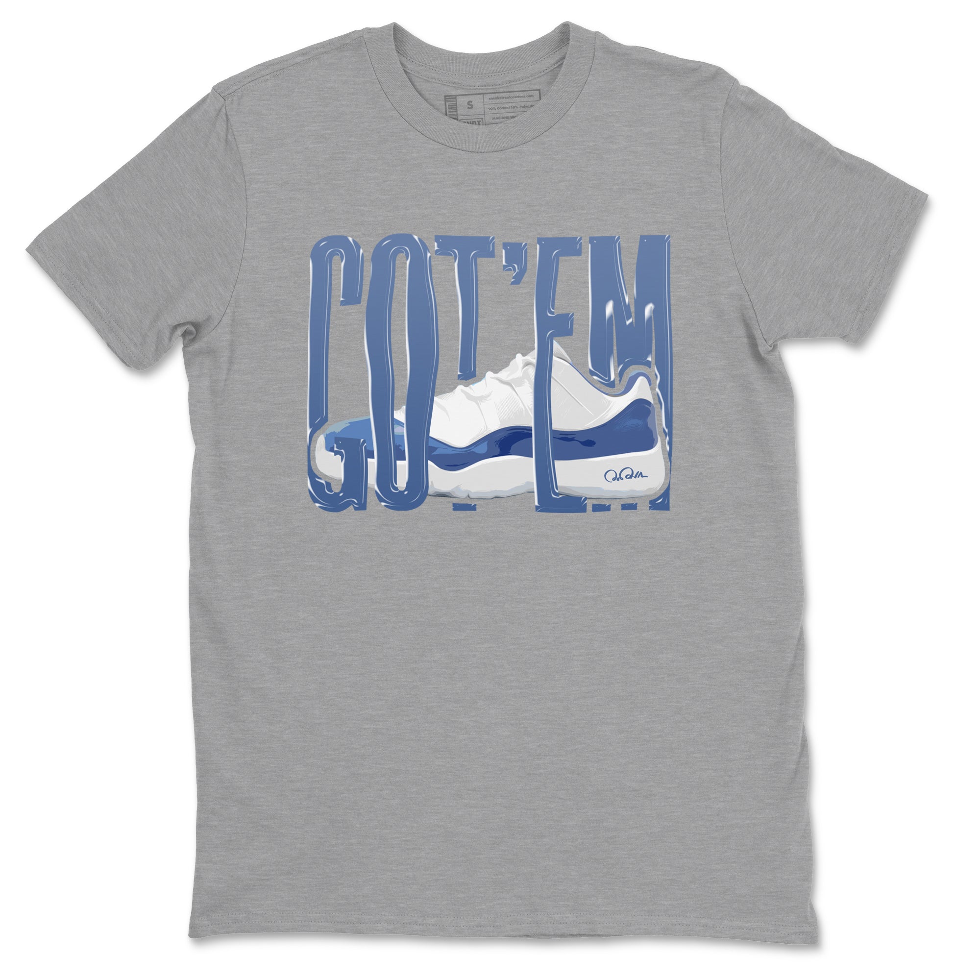 11s Diffused Blue Shirts To Match Jordans Wiggling Gotem sneaker match tees Air Jordan 11 Diffused Blue Tee Drip Gear Zone unisex cotton Heather Grey 2 crew neck shirts