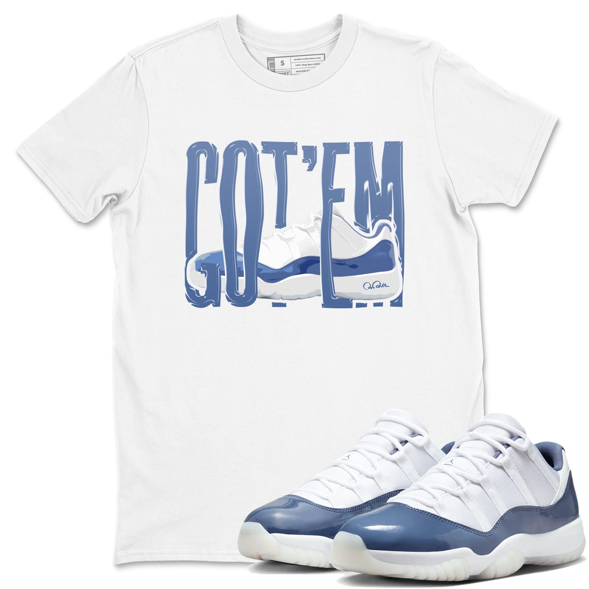 11s Diffused Blue Shirts To Match Jordans Wiggling Gotem sneaker match tees Air Jordan 11 Diffused Blue Tee Drip Gear Zone unisex cotton White 1 crew neck shirts