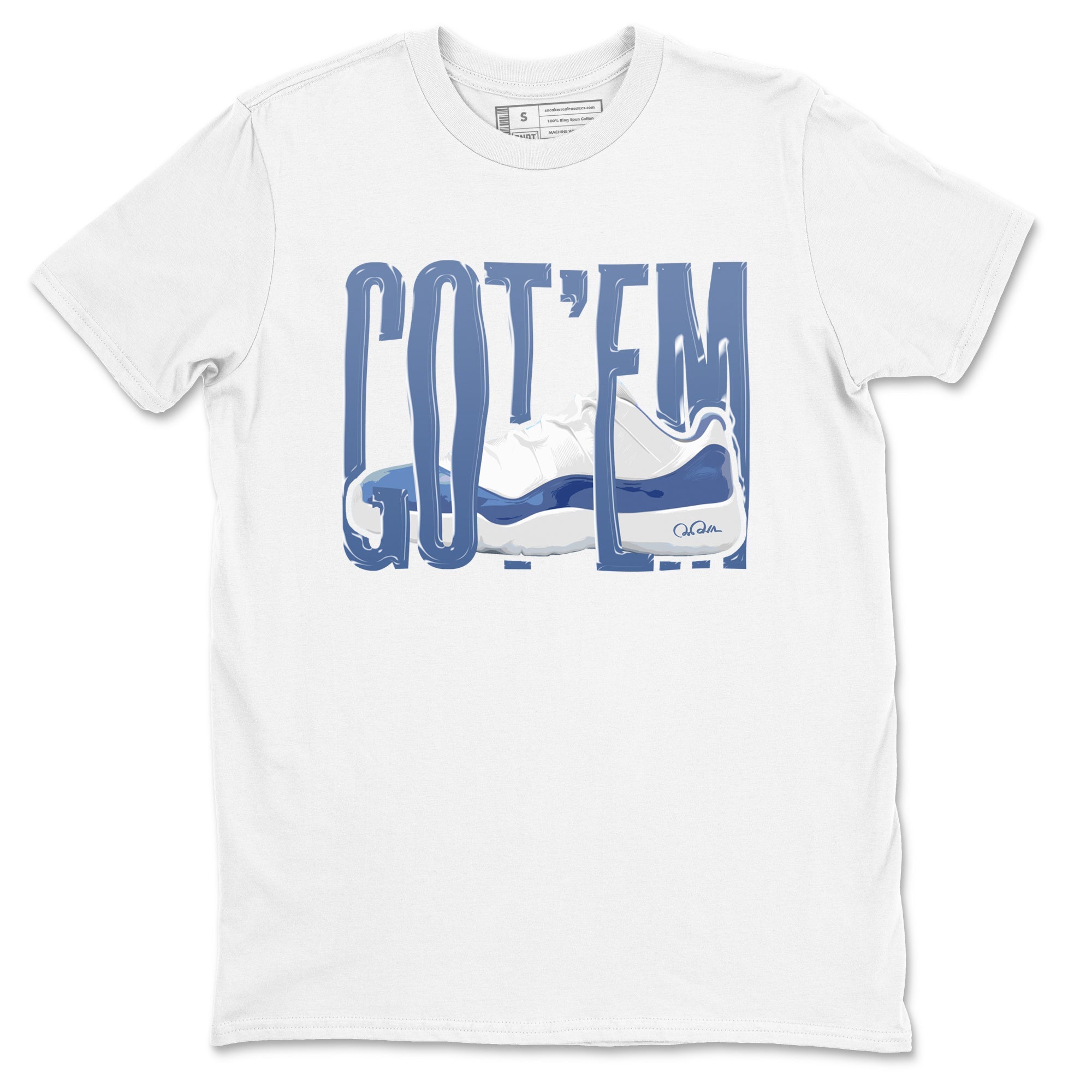 11s Diffused Blue Shirts To Match Jordans Wiggling Gotem sneaker match tees Air Jordan 11 Diffused Blue Tee Drip Gear Zone unisex cotton White 2 crew neck shirts