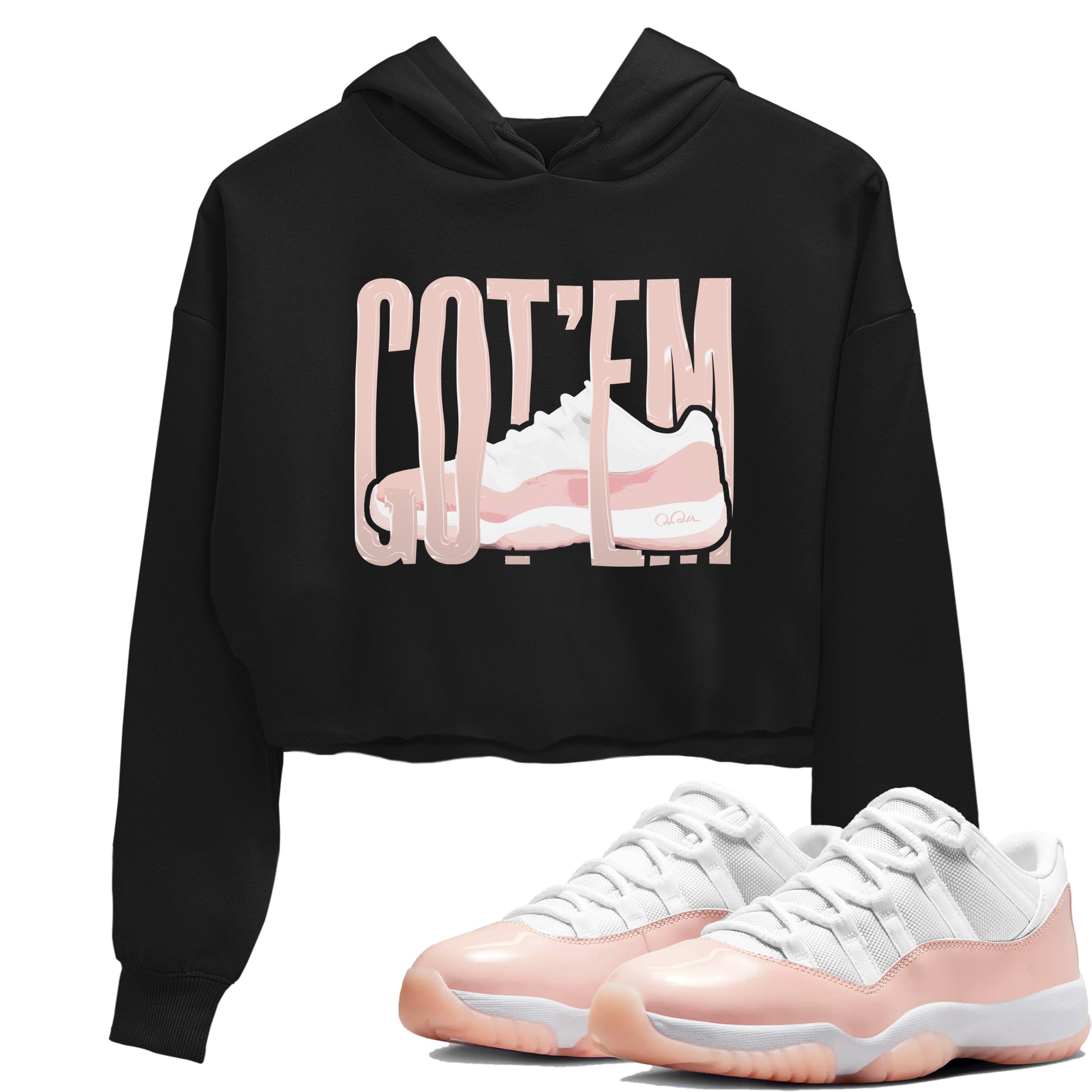 11s Legend Pink shirts to match jordans Wiggling Gotem sneaker match tees Air Jordan 11 Legend Pink Drip Gear Zone streetwear brand Black 1 crop tee