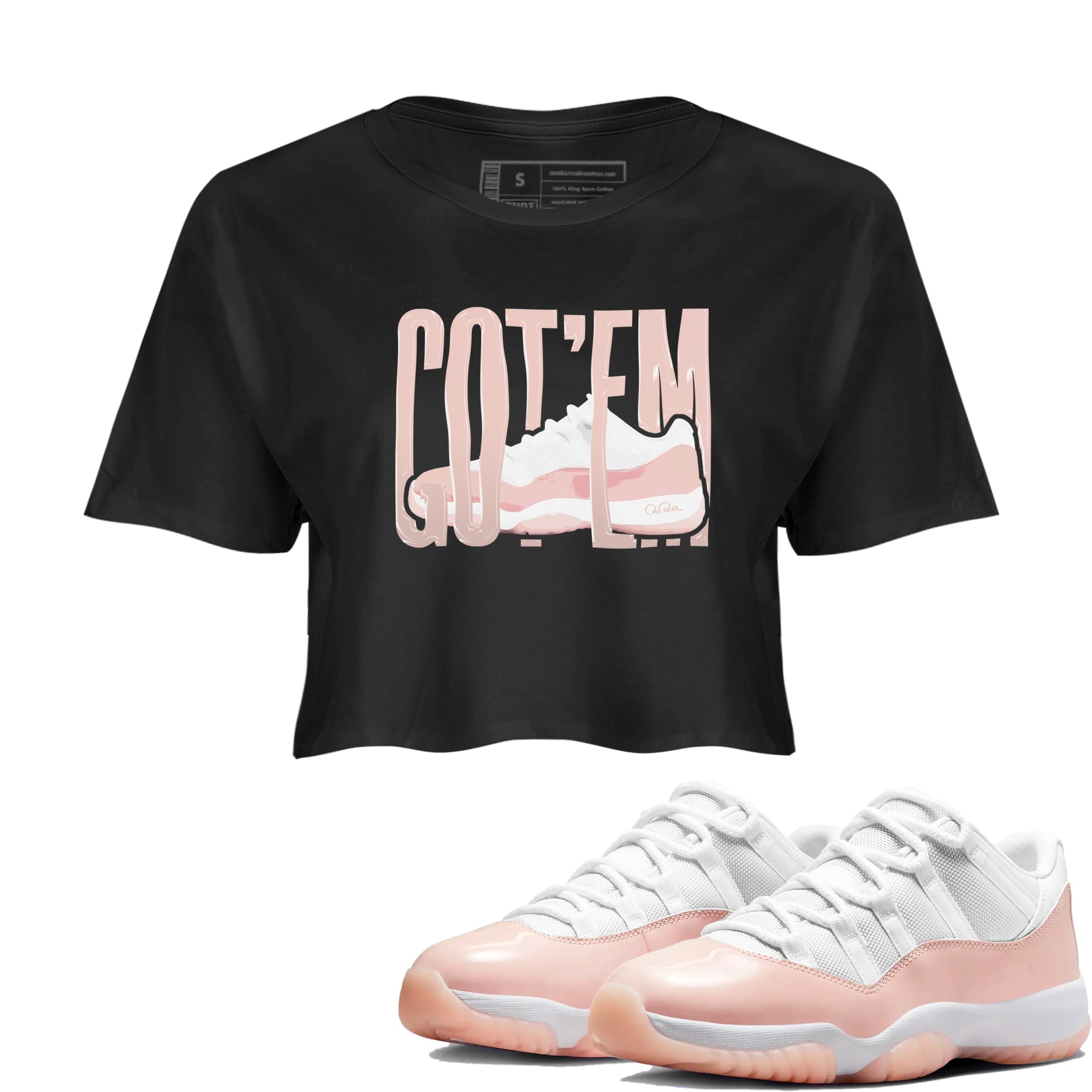 11s Legend Pink shirts to match jordans Wiggling Gotem sneaker match tees Air Jordan 11 Legend Pink Drip Gear Zone streetwear brand Black 1 crop tee