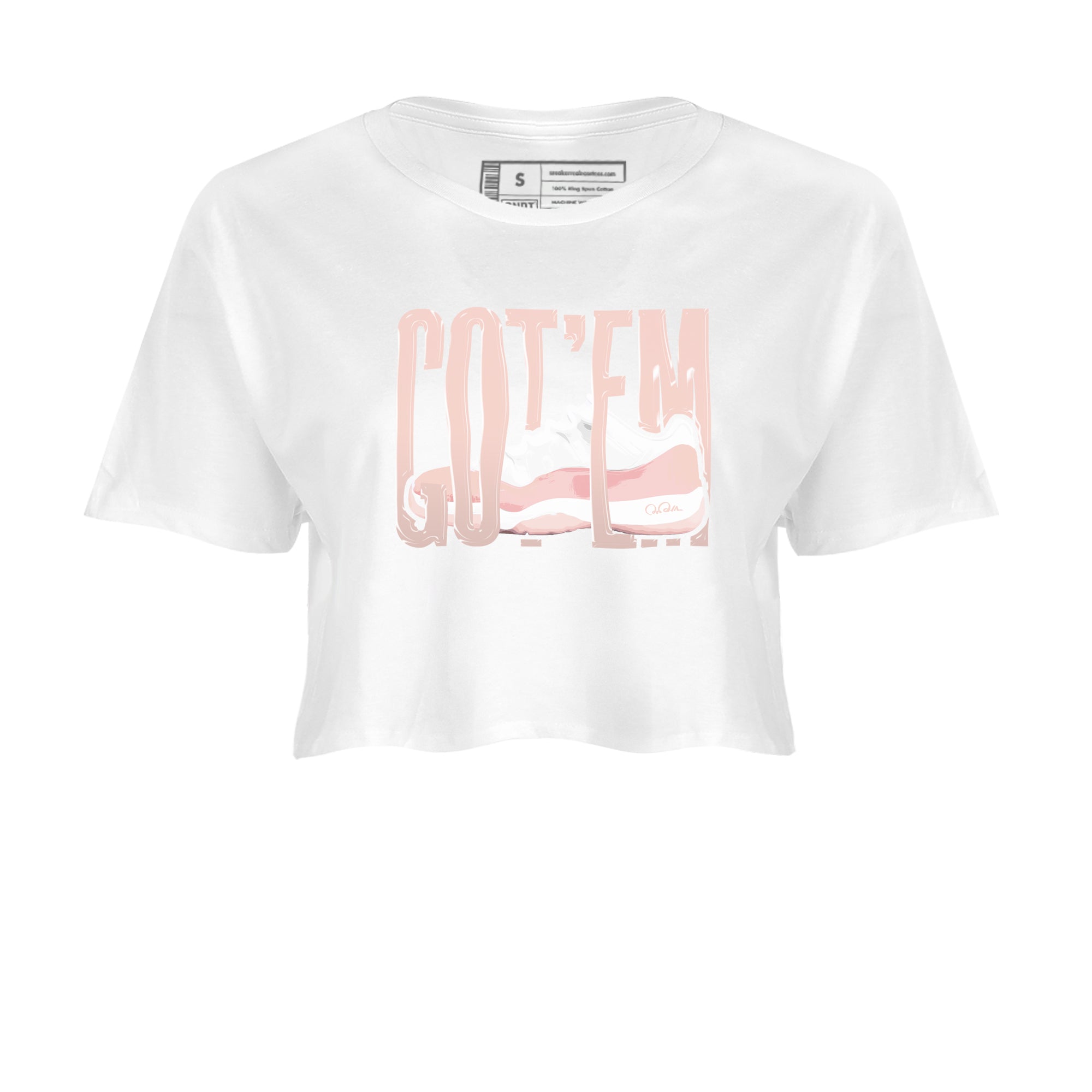 11s Legend Pink shirts to match jordans Wiggling Gotem sneaker match tees Air Jordan 11 Legend Pink Drip Gear Zone streetwear brand White 2 crop tee