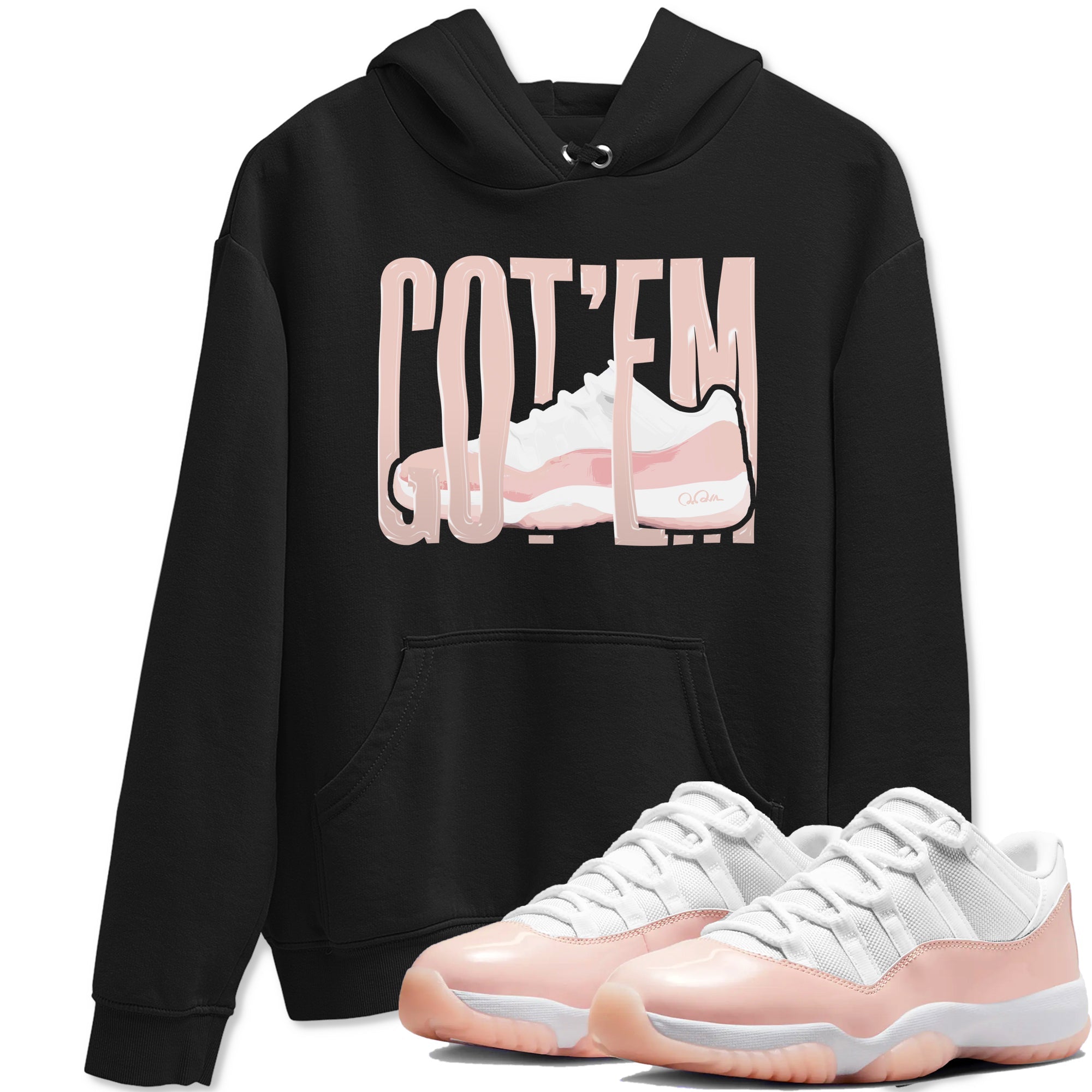 11s Legend Pink shirts to match jordans Wiggling Gotem sneaker match tees Air Jordan 11 Legend Pink Drip Gear Zone streetwear brand Black 1 unisex cotton tee