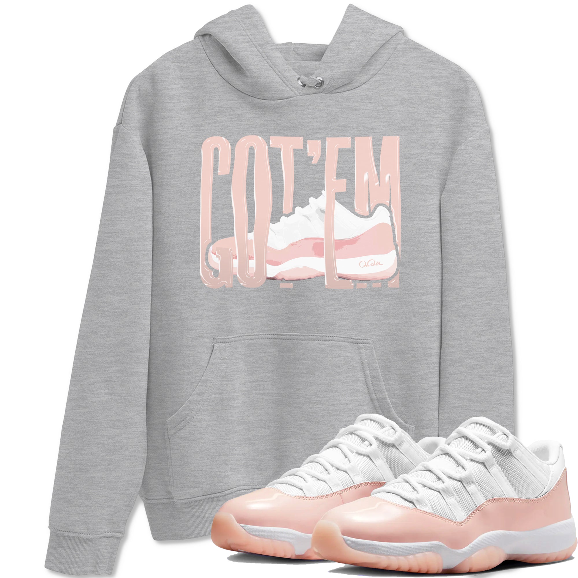 11s Legend Pink shirts to match jordans Wiggling Gotem sneaker match tees Air Jordan 11 Legend Pink Drip Gear Zone streetwear brand Heather Grey 1 unisex cotton tee