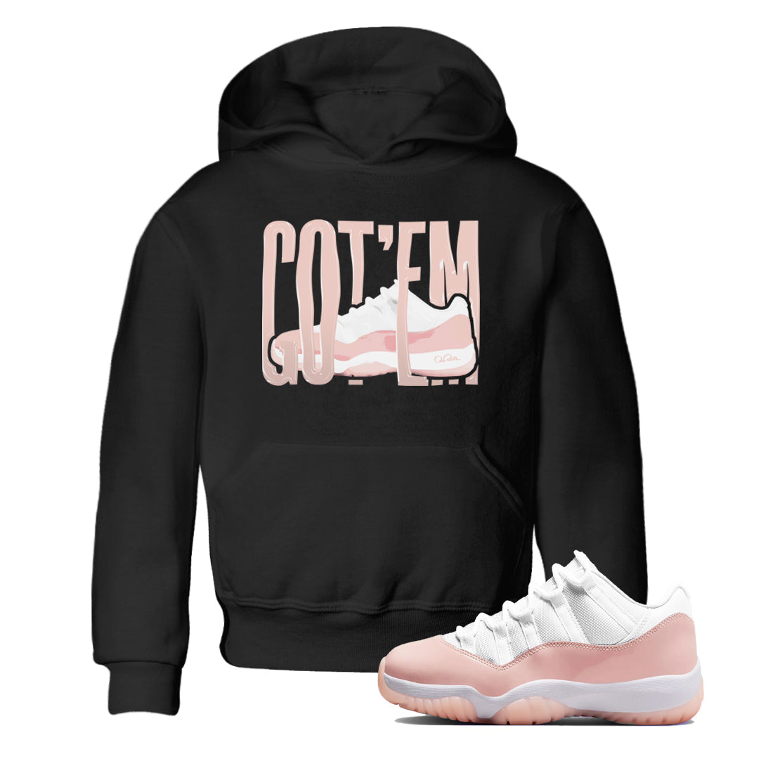 11s Legend Pink shirts to match jordans Wiggling Gotem sneaker match tees Air Jordan 11 Legend Pink Drip Gear Zone streetwear brand Baby and Youth Black 1 cotton tee