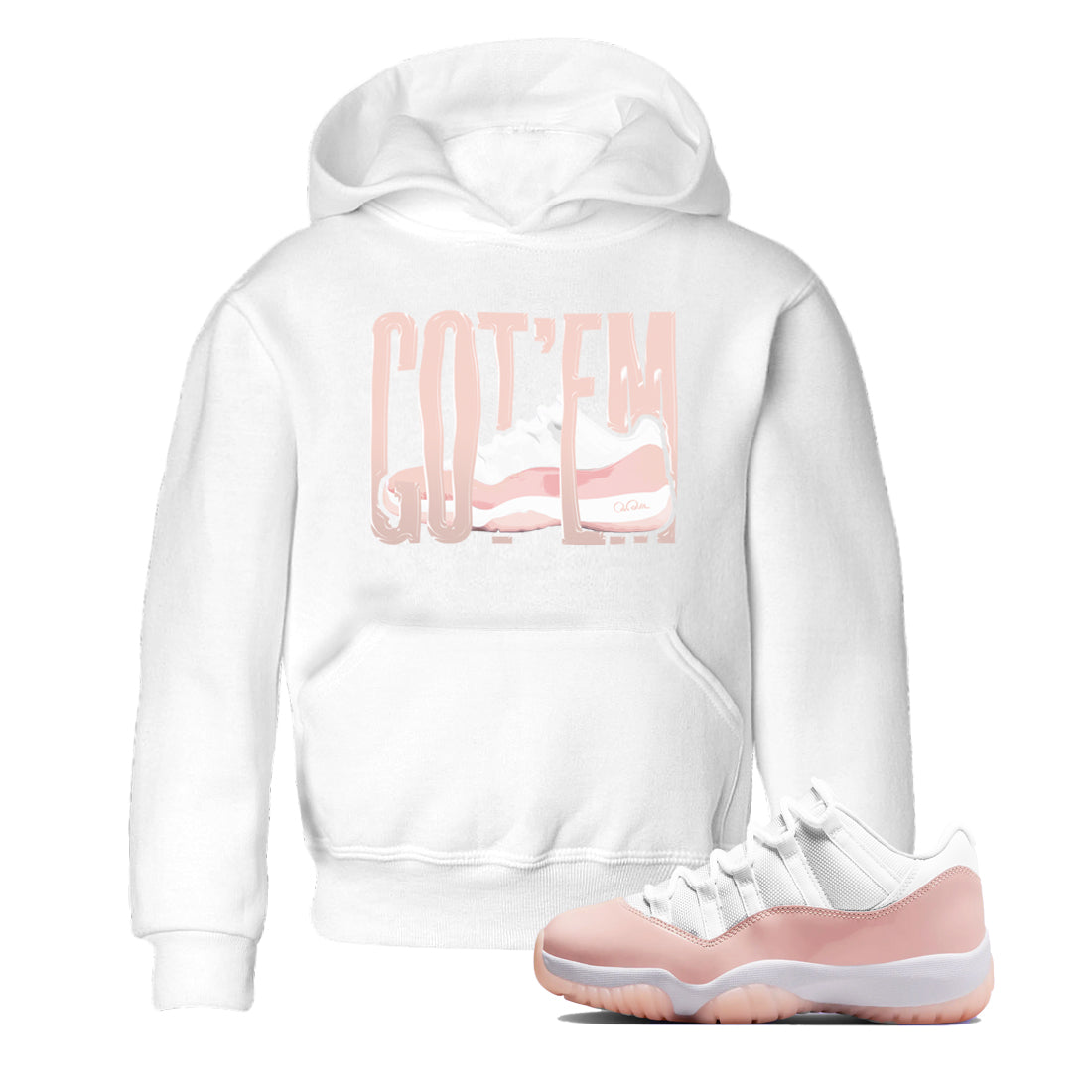 11s Legend Pink shirts to match jordans Wiggling Gotem sneaker match tees Air Jordan 11 Legend Pink Drip Gear Zone streetwear brand Baby and Youth White 1 cotton tee