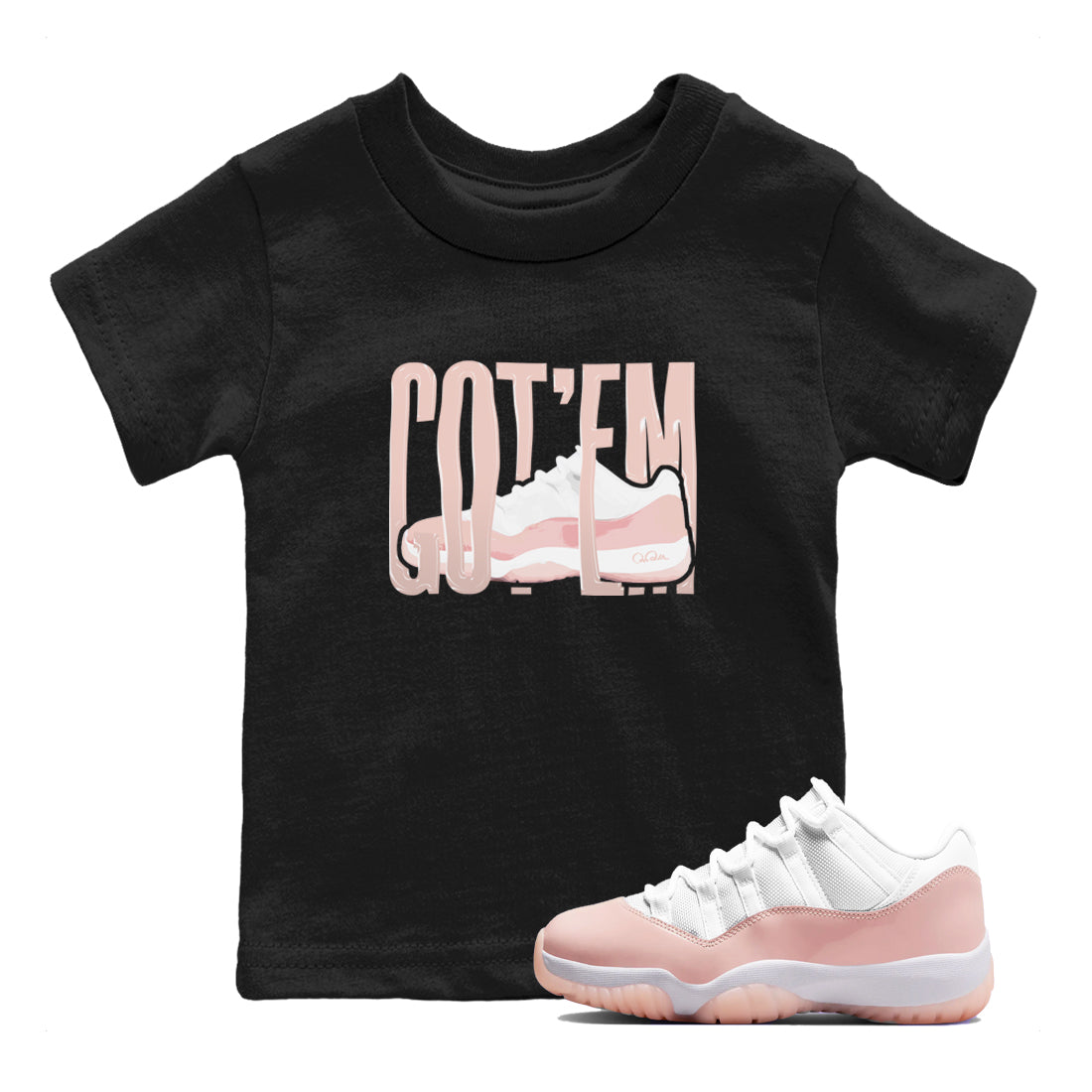 11s Legend Pink shirts to match jordans Wiggling Gotem sneaker match tees Air Jordan 11 Legend Pink Drip Gear Zone streetwear brand Baby and Youth Black 1 cotton tee