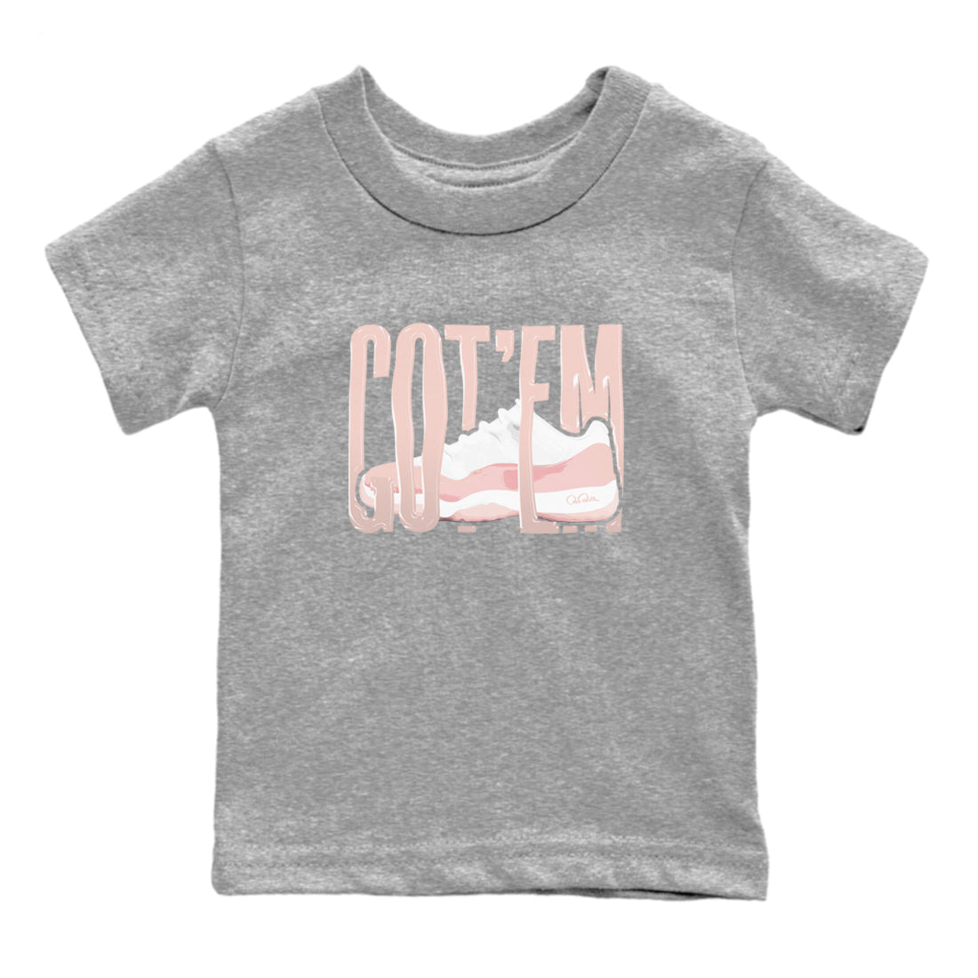 11s Legend Pink shirts to match jordans Wiggling Gotem sneaker match tees Air Jordan 11 Legend Pink Drip Gear Zone streetwear brand Baby and Youth Heather Grey 2 cotton tee