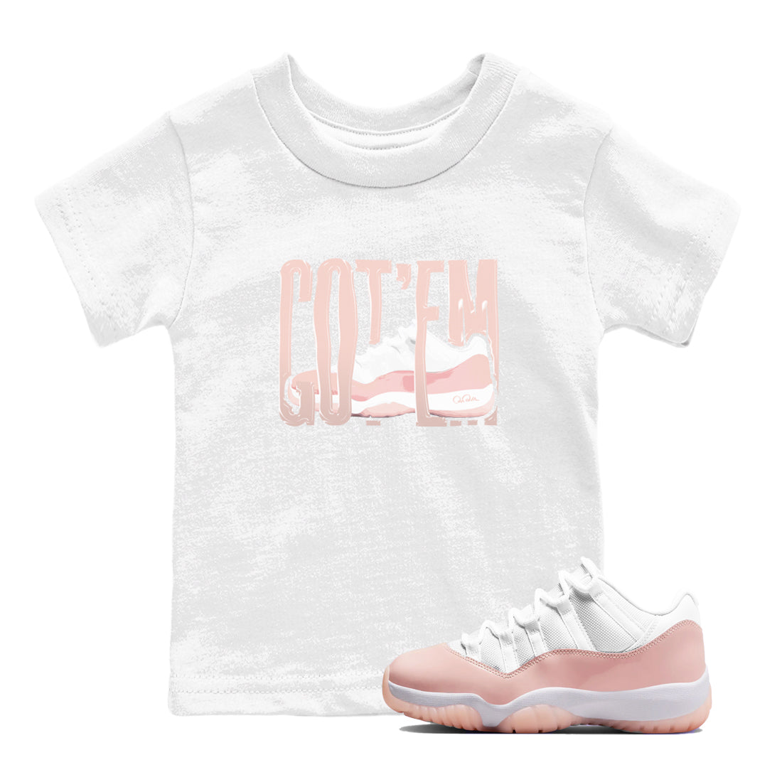11s Legend Pink shirts to match jordans Wiggling Gotem sneaker match tees Air Jordan 11 Legend Pink Drip Gear Zone streetwear brand Baby and Youth White 1 cotton tee