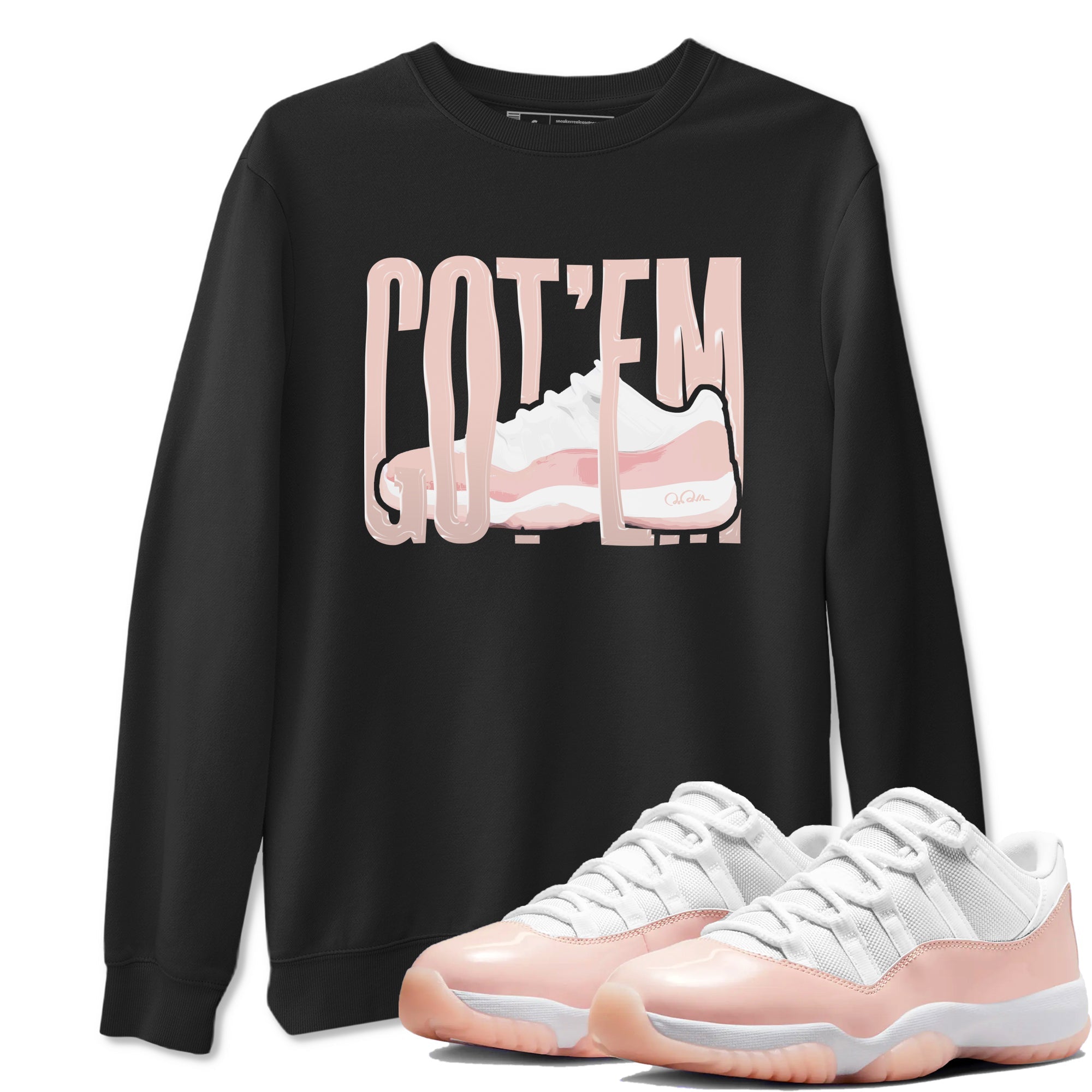 11s Legend Pink shirts to match jordans Wiggling Gotem sneaker match tees Air Jordan 11 Legend Pink Drip Gear Zone streetwear brand Black 1 unisex cotton tee