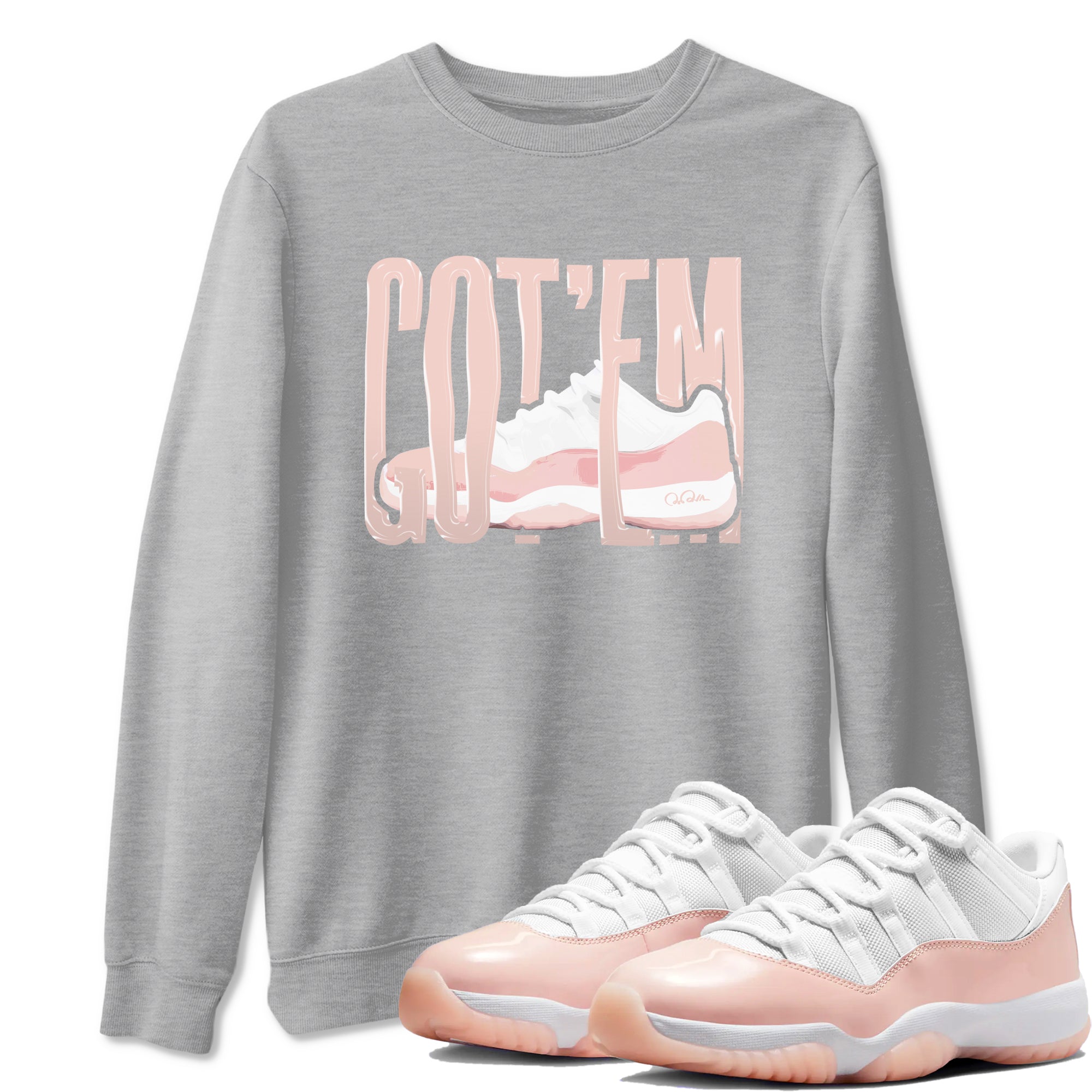 11s Legend Pink shirts to match jordans Wiggling Gotem sneaker match tees Air Jordan 11 Legend Pink Drip Gear Zone streetwear brand Heather Grey 1 unisex cotton tee