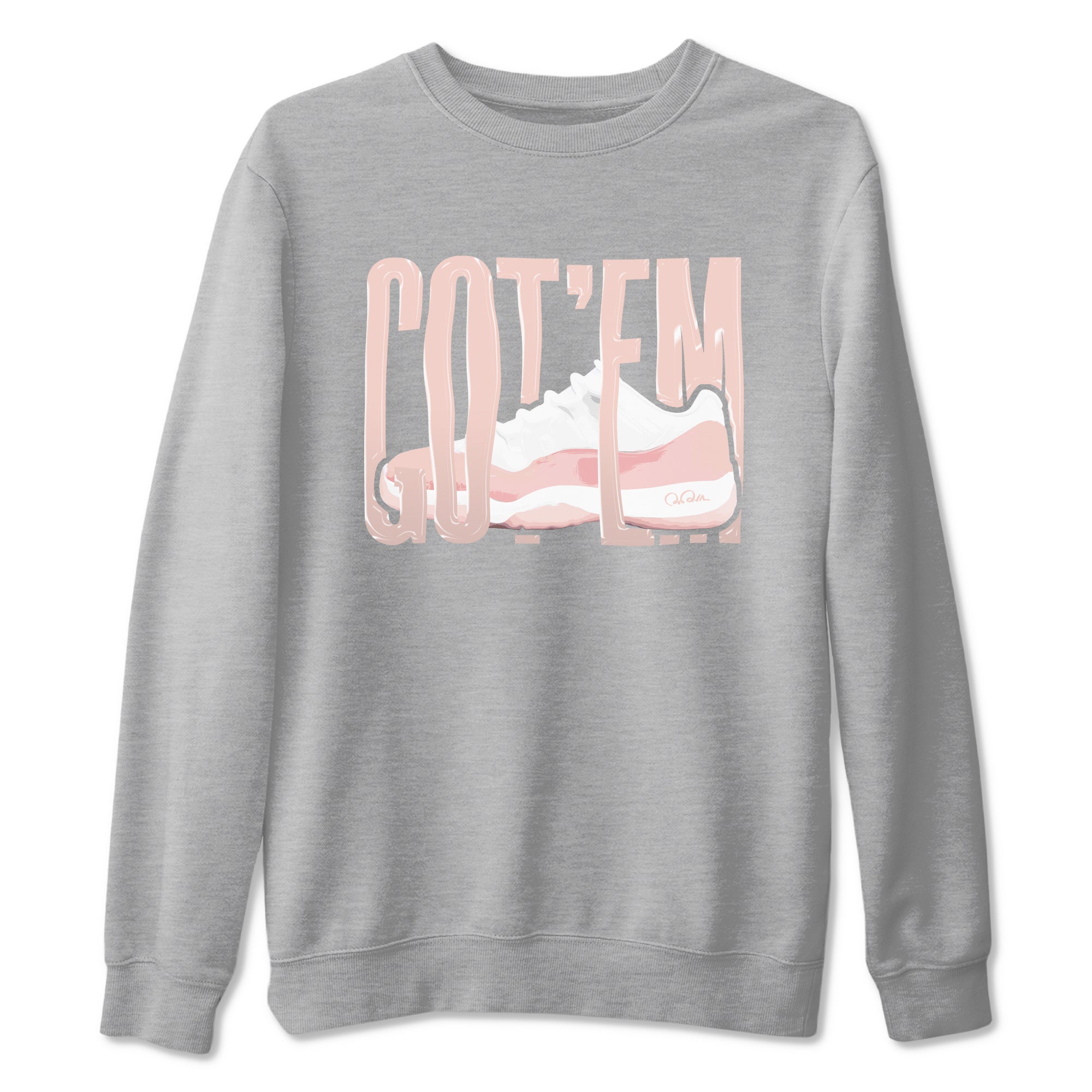 11s Legend Pink shirts to match jordans Wiggling Gotem sneaker match tees Air Jordan 11 Legend Pink Drip Gear Zone streetwear brand Heather Grey 2 unisex cotton tee