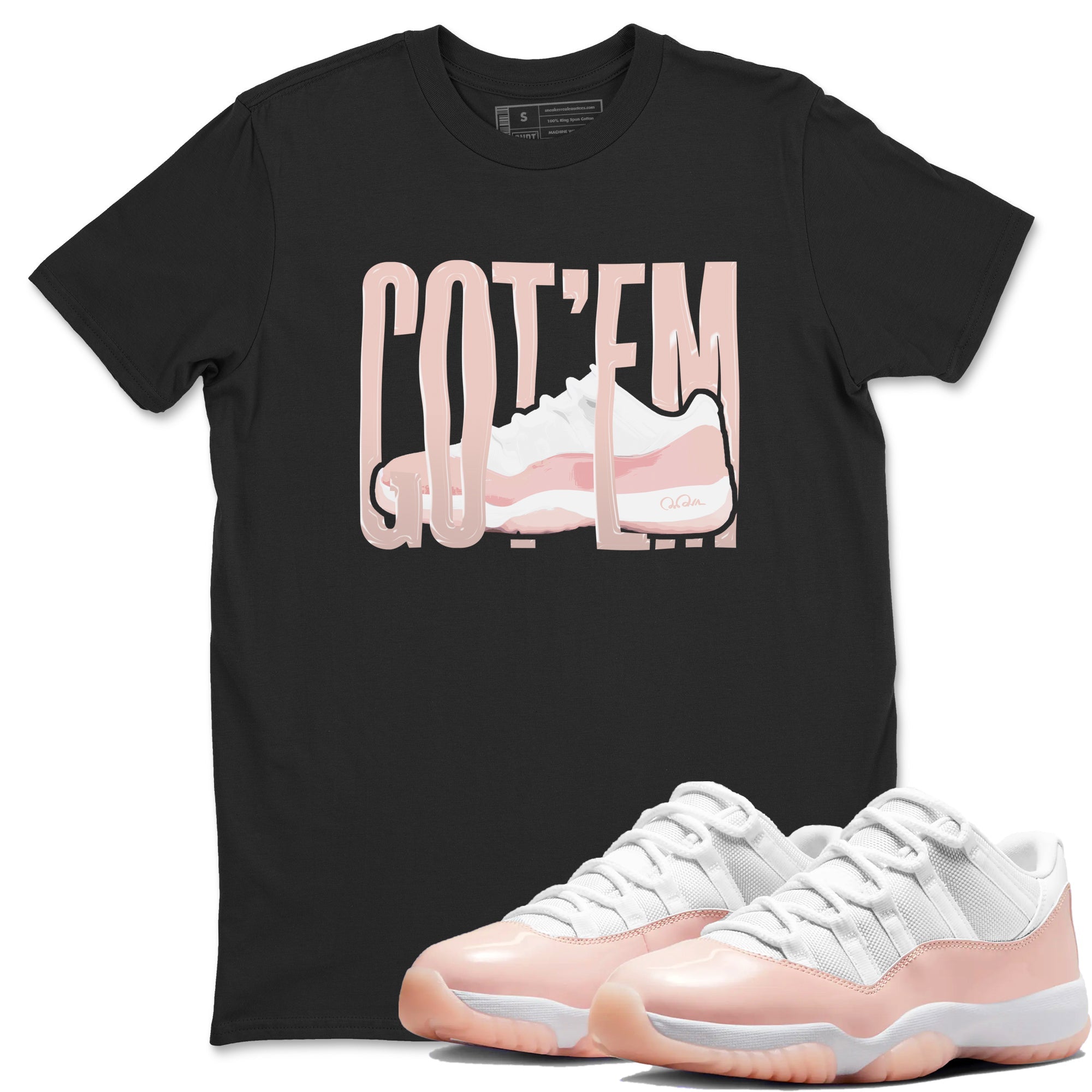 11s Legend Pink shirts to match jordans Wiggling Gotem sneaker match tees Air Jordan 11 Legend Pink Drip Gear Zone streetwear brand Black 1 unisex cotton tee