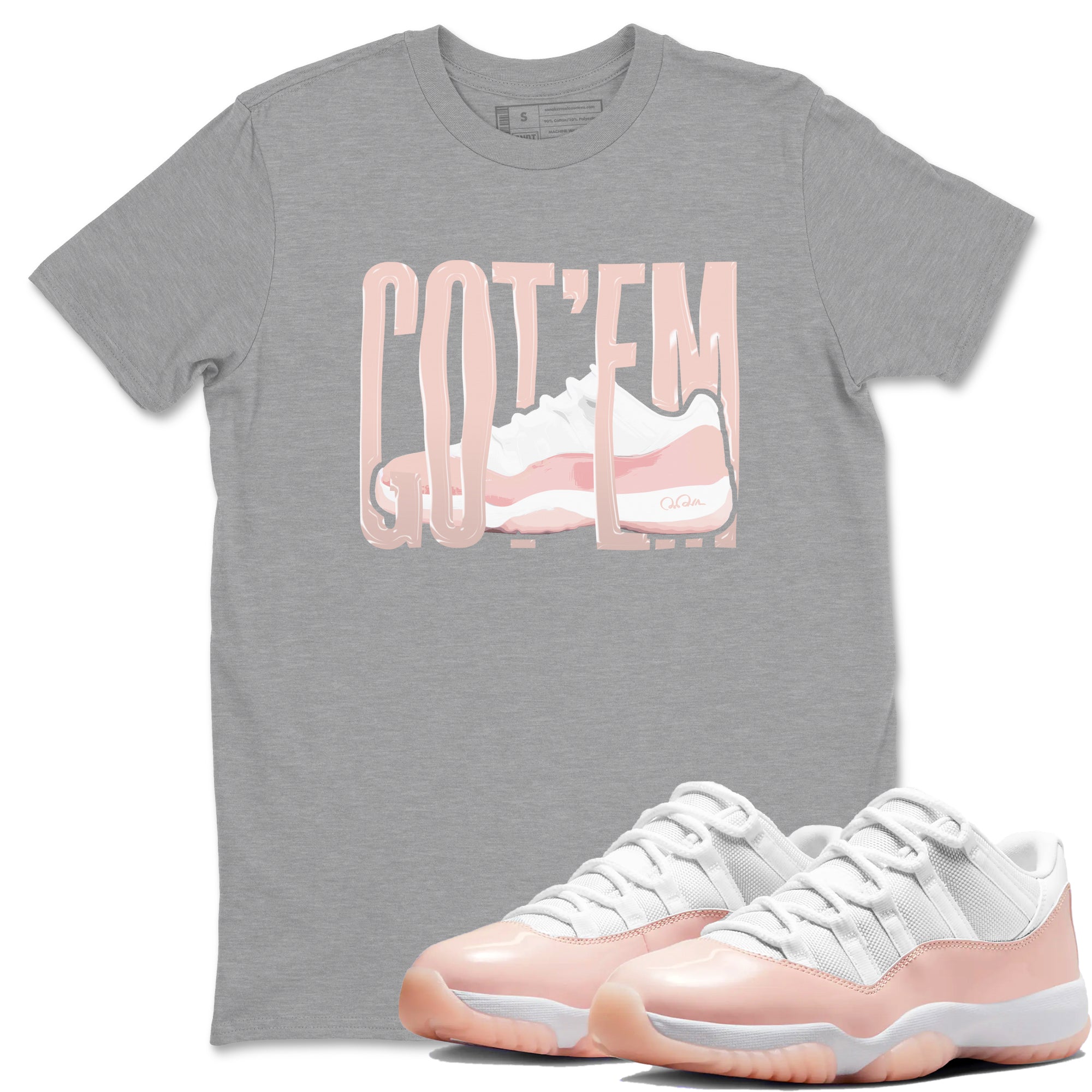 11s Legend Pink shirts to match jordans Wiggling Gotem sneaker match tees Air Jordan 11 Legend Pink Drip Gear Zone streetwear brand Heather Grey 1 unisex cotton tee