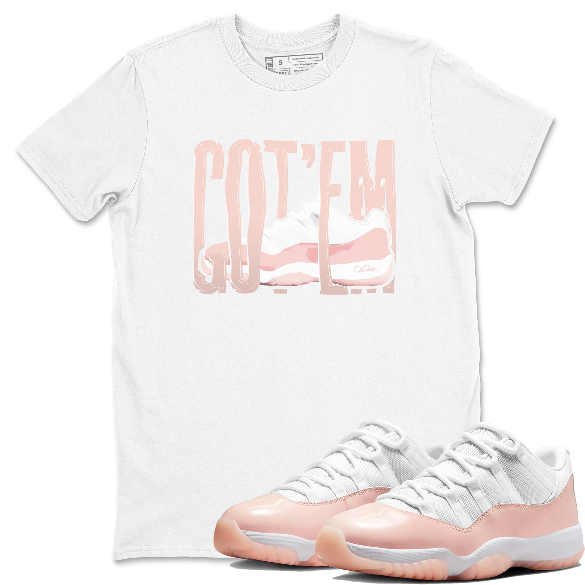 11s Legend Pink shirts to match jordans Wiggling Gotem sneaker match tees Air Jordan 11 Legend Pink Drip Gear Zone streetwear brand White 1 unisex cotton tee