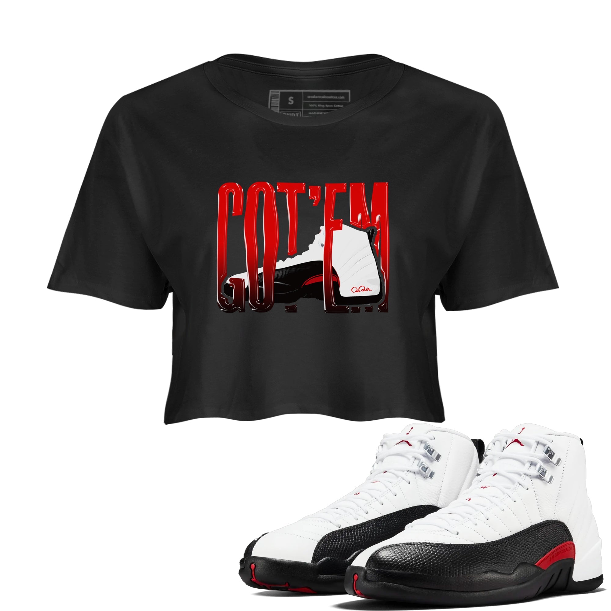 12s Taxi Flip shirts to match jordans Wiggling Gotem sneaker match tees Air Jordan 12 Taxi Flip Drip Gear Zone streetwear brand Black 1 crop tee
