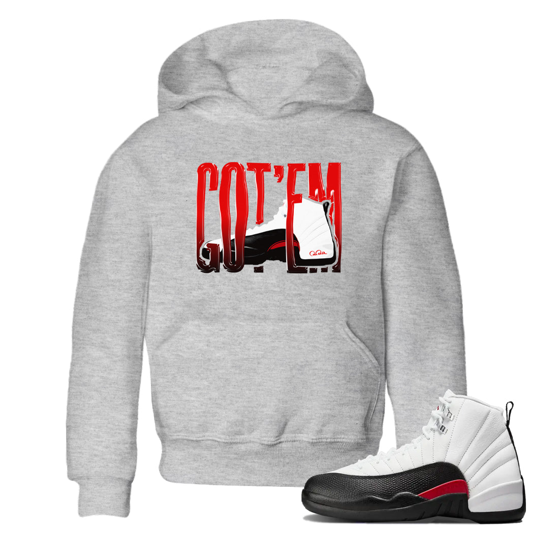 12s Taxi Flip shirts to match jordans Wiggling Gotem sneaker match tees Air Jordan 12 Taxi Flip Drip Gear Zone streetwear brand Baby and Youth Heather Grey 1 cotton tee