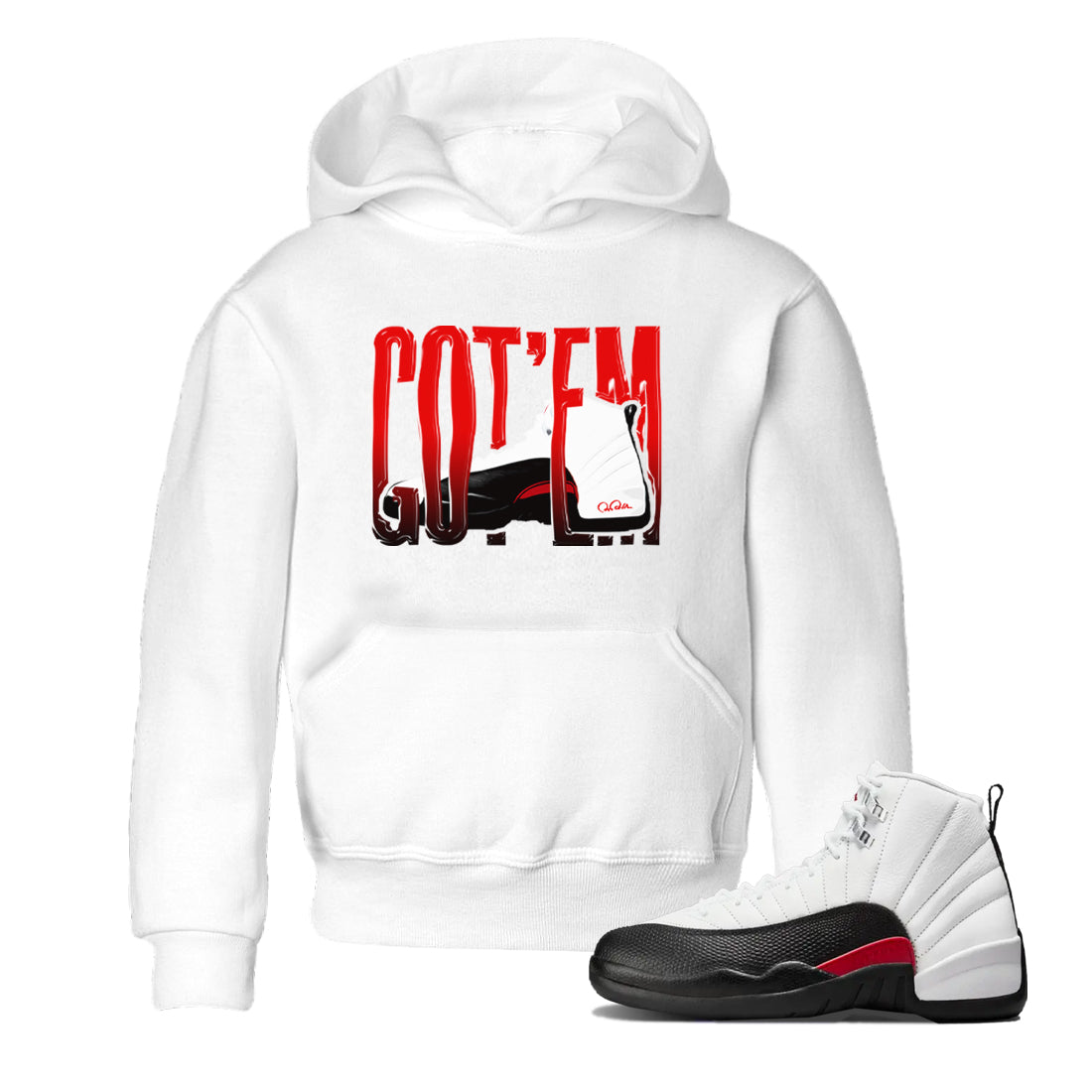 12s Taxi Flip shirts to match jordans Wiggling Gotem sneaker match tees Air Jordan 12 Taxi Flip Drip Gear Zone streetwear brand Baby and Youth White 1 cotton tee