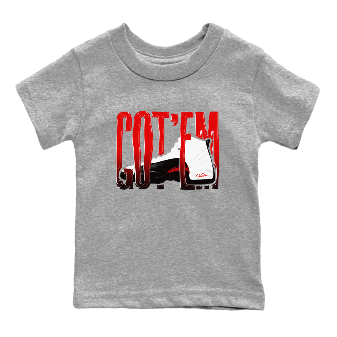 12s Taxi Flip shirts to match jordans Wiggling Gotem sneaker match tees Air Jordan 12 Taxi Flip Drip Gear Zone streetwear brand Baby and Youth Heather Grey 2 cotton tee