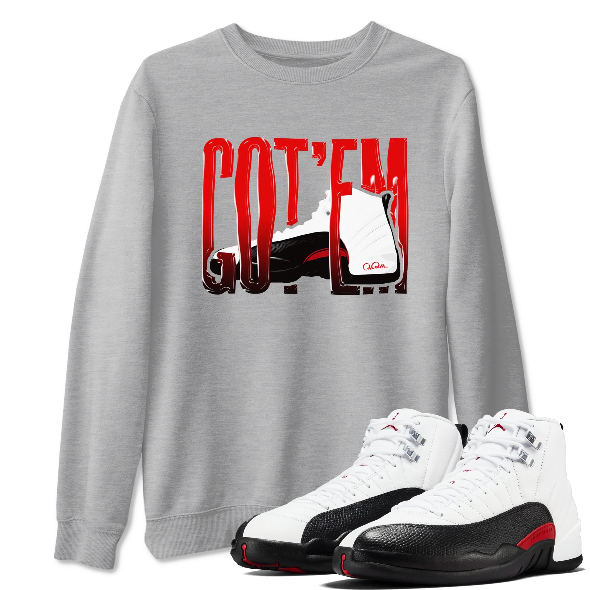12s Taxi Flip shirts to match jordans Wiggling Gotem sneaker match tees Air Jordan 12 Taxi Flip Drip Gear Zone streetwear brand Heather Grey 1 unisex cotton tee