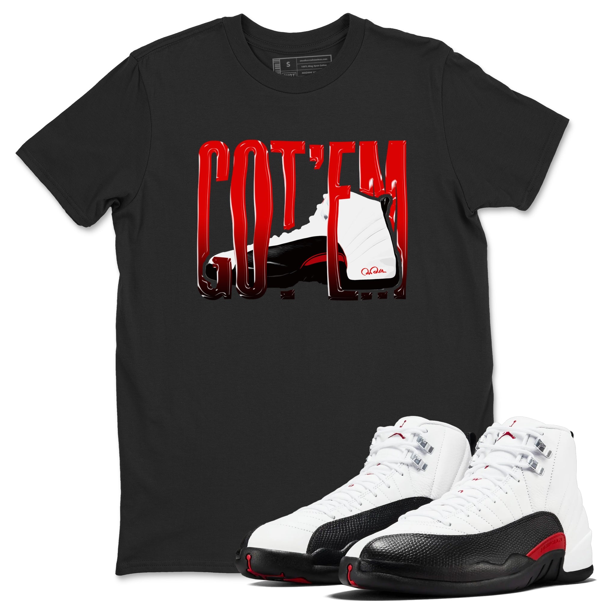 12s Taxi Flip shirts to match jordans Wiggling Gotem sneaker match tees Air Jordan 12 Taxi Flip Drip Gear Zone streetwear brand Black 1 unisex cotton tee