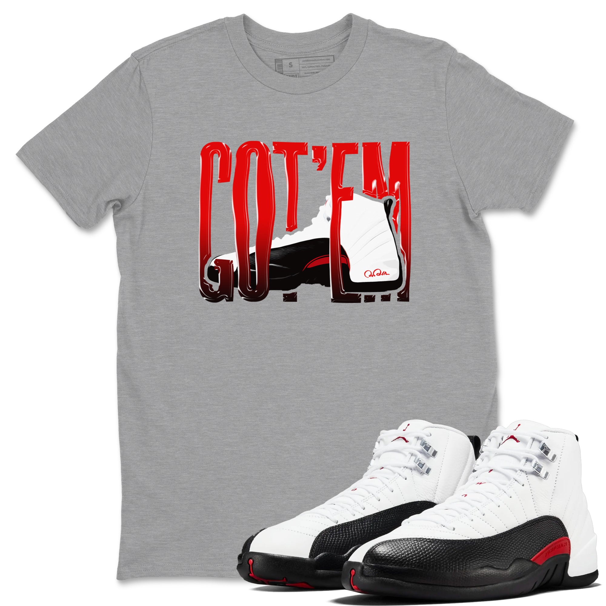12s Taxi Flip shirts to match jordans Wiggling Gotem sneaker match tees Air Jordan 12 Taxi Flip Drip Gear Zone streetwear brand Heather Grey 1 unisex cotton tee