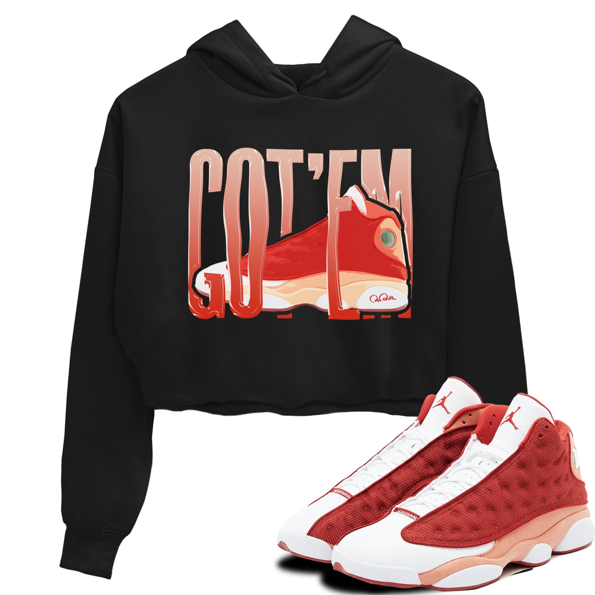 13s Dune Red shirts to match jordans Wiggling Gotem sneaker match tees Air Jordan 13 Dune Red Drip Gear Zone streetwear brand Black 1 crop tee