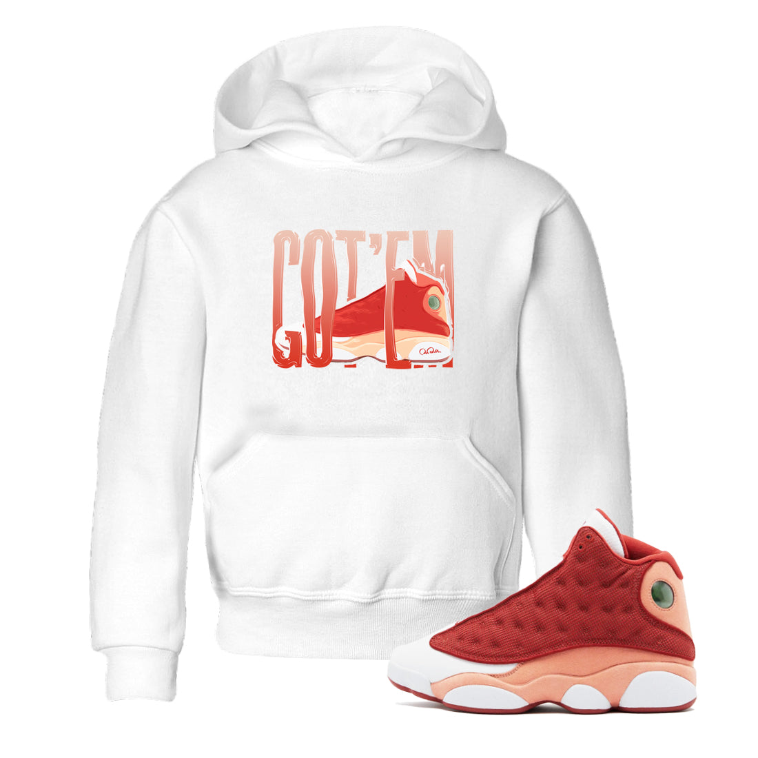 13s Dune Red shirts to match jordans Wiggling Gotem sneaker match tees Air Jordan 13 Dune Red Drip Gear Zone streetwear brand Baby and Youth White 1 cotton tee