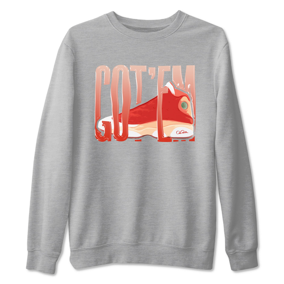 13s Dune Red shirts to match jordans Wiggling Gotem sneaker match tees Air Jordan 13 Dune Red Drip Gear Zone streetwear brand Heather Grey 2 unisex cotton tee