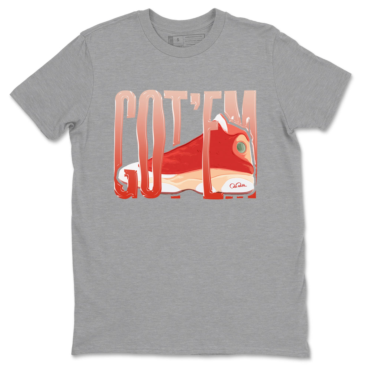 13s Dune Red shirts to match jordans Wiggling Gotem sneaker match tees Air Jordan 13 Dune Red Drip Gear Zone streetwear brand Heather Grey 2 unisex cotton tee