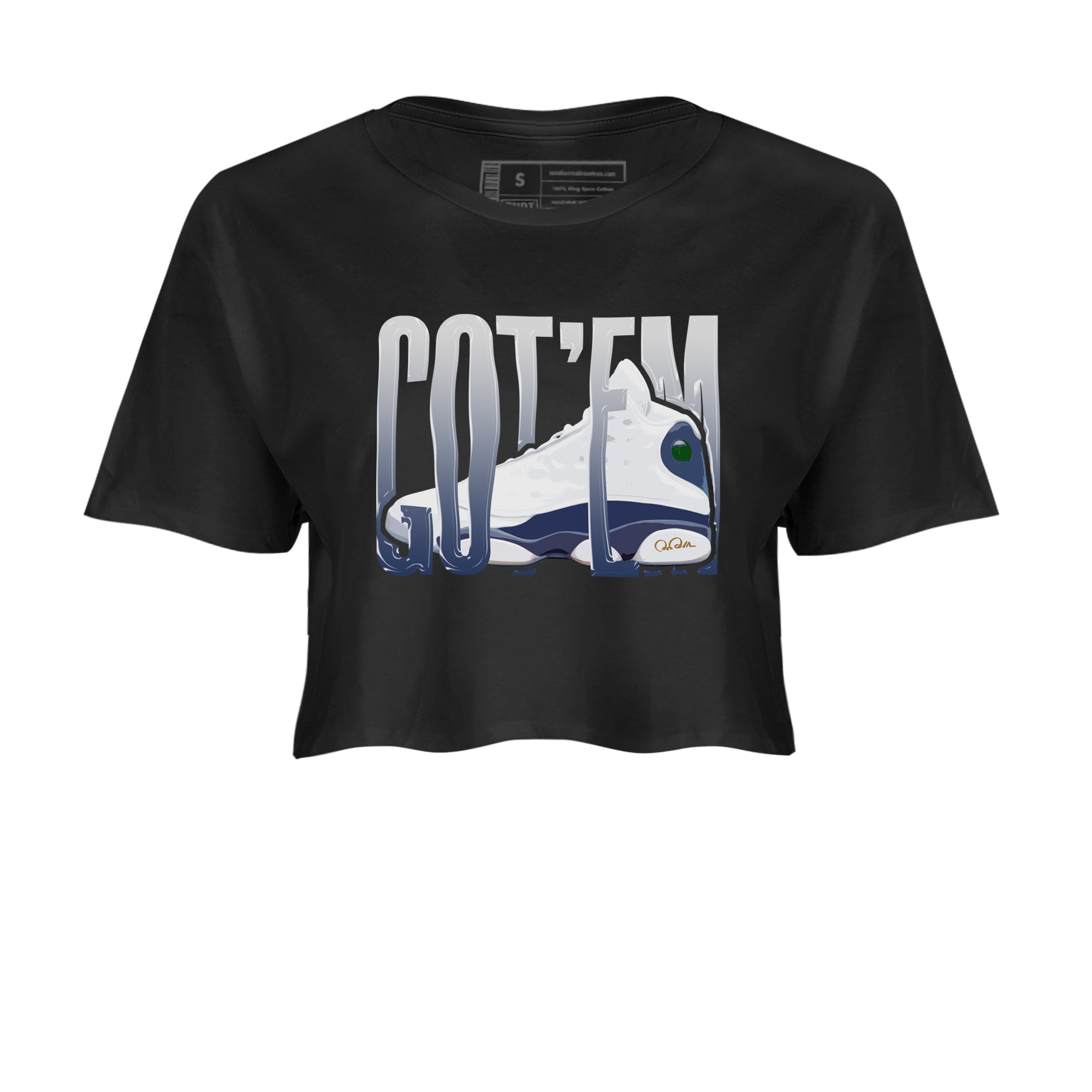 13s Midnight Navy shirts to match jordans Wiggling Gotem sneaker match tees Air Jordan 13 Midnight Navy match shoes to clothes Drip Gear Zone unisex cotton Black 2 crop tee