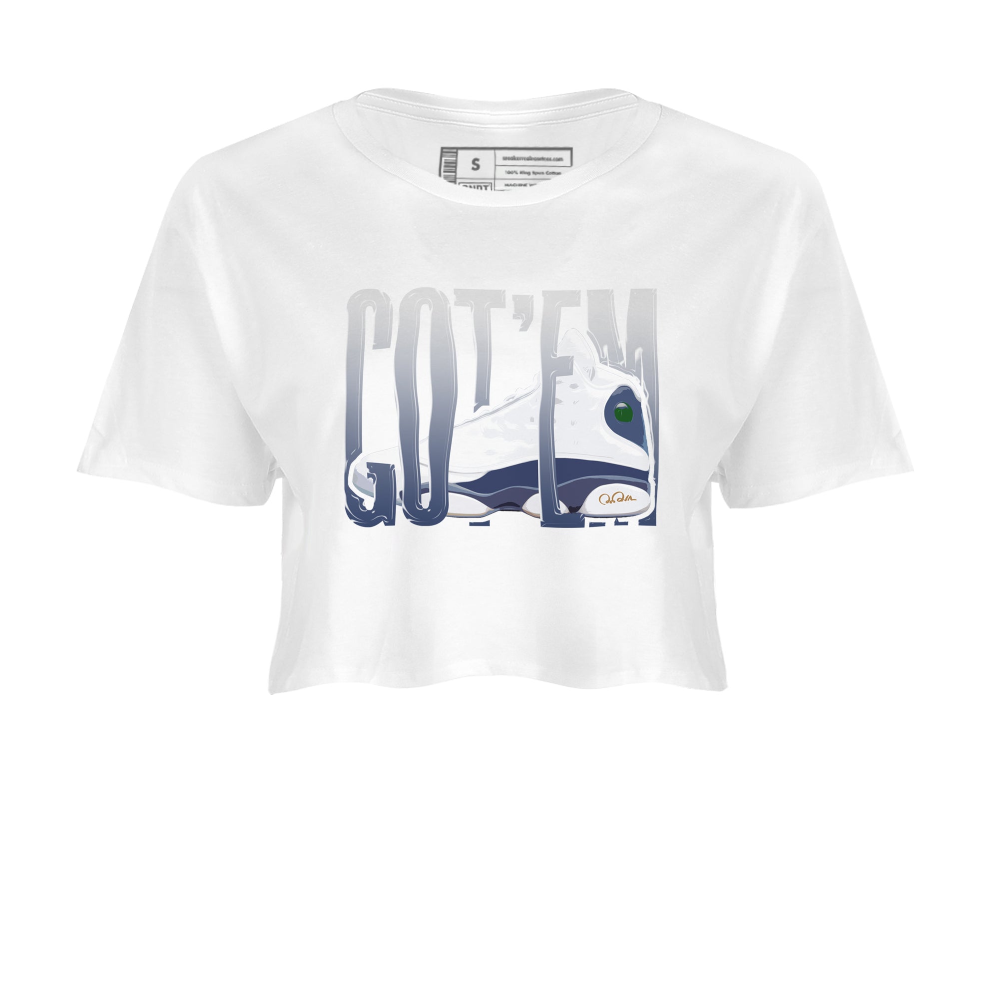 13s Midnight Navy shirts to match jordans Wiggling Gotem sneaker match tees Air Jordan 13 Midnight Navy match shoes to clothes Drip Gear Zone unisex cotton White 2 crop tee