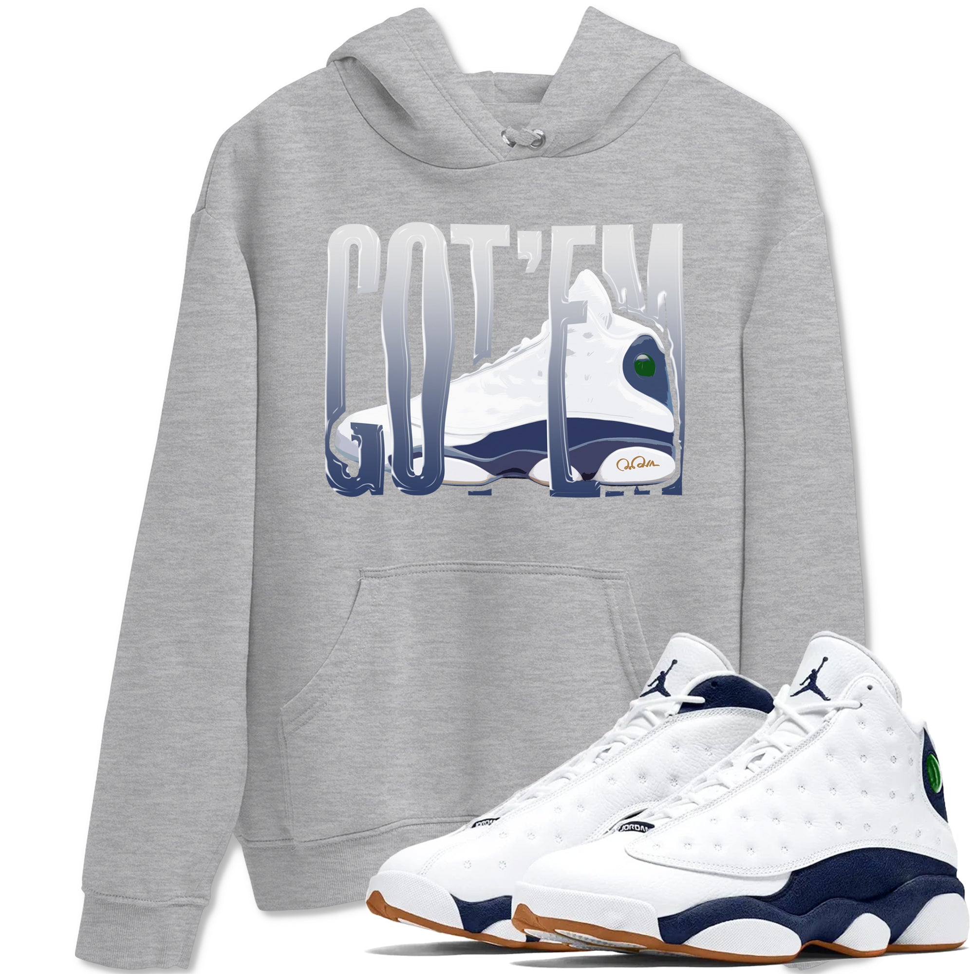 13s Midnight Navy shirts to match jordans Wiggling Gotem sneaker match tees Air Jordan 13 Midnight Navy match shoes to clothes Drip Gear Zone unisex cotton Heather Grey 1 shirts