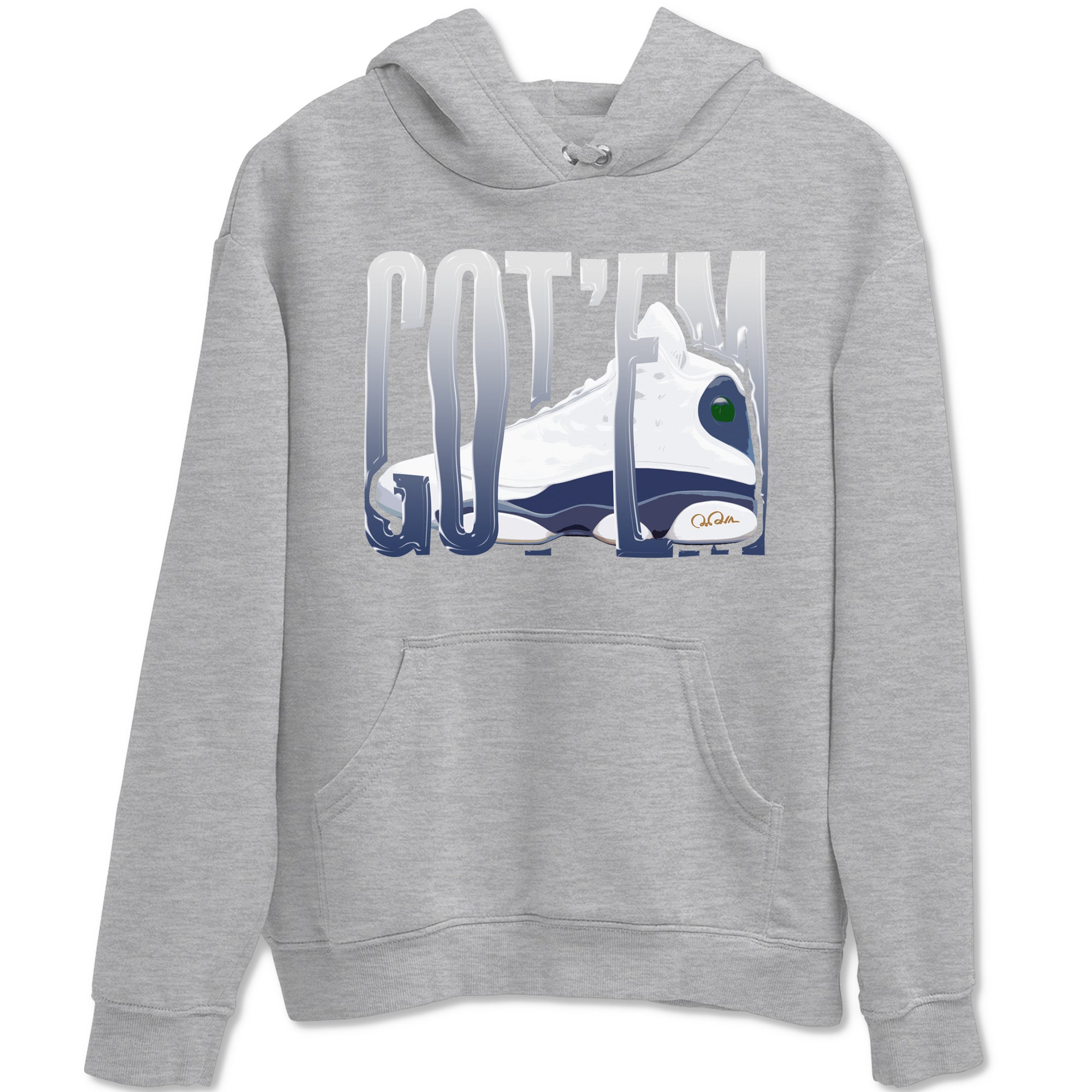 13s Midnight Navy shirts to match jordans Wiggling Gotem sneaker match tees Air Jordan 13 Midnight Navy match shoes to clothes Drip Gear Zone unisex cotton Heather Grey 2 shirts