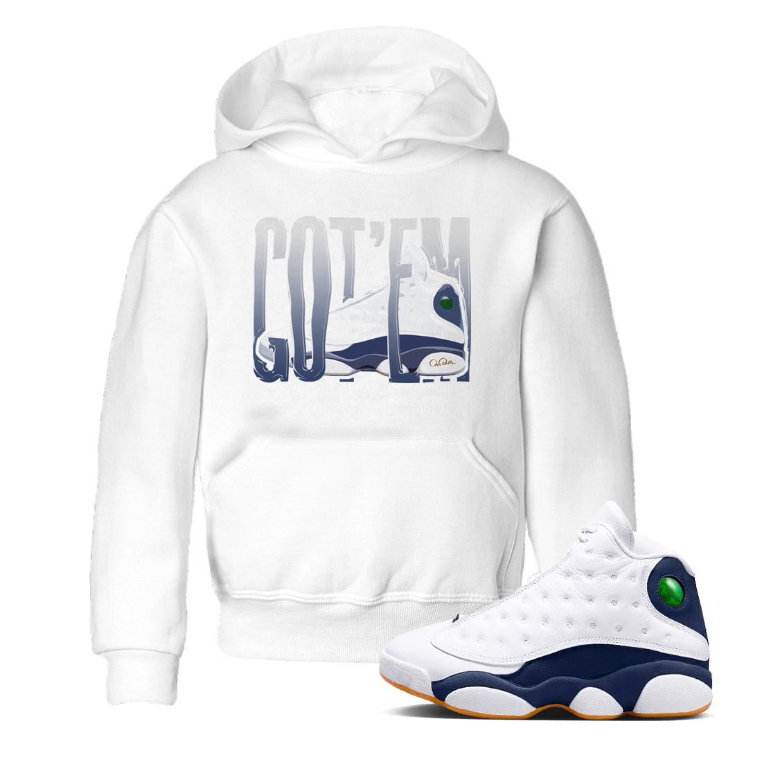 13s Midnight Navy shirts to match jordans Wiggling Gotem sneaker match tees Air Jordan 13 Midnight Navy match shoes to clothes Drip Gear Zone Youth Baby White 1 tee