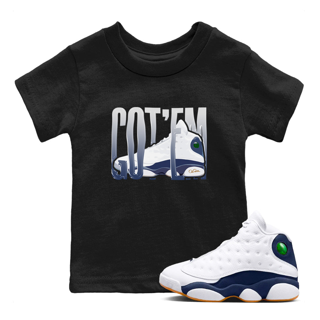13s Midnight Navy shirts to match jordans Wiggling Gotem sneaker match tees Air Jordan 13 Midnight Navy match shoes to clothes Drip Gear Zone Youth Baby Black 1 tee