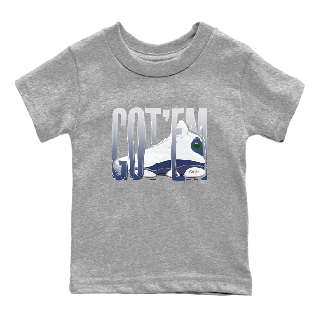13s Midnight Navy shirts to match jordans Wiggling Gotem sneaker match tees Air Jordan 13 Midnight Navy match shoes to clothes Drip Gear Zone Youth Baby Heather Grey 2 tee